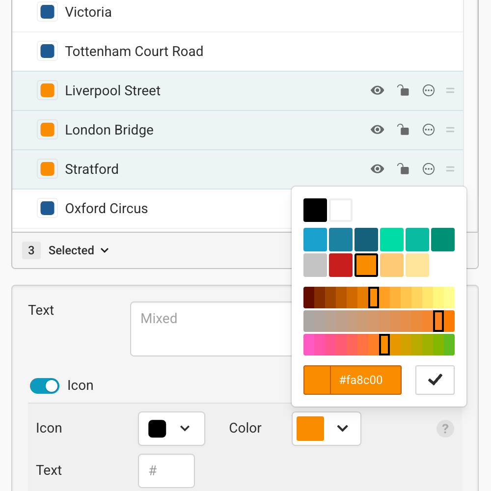 Select <strong>multiple markers and edit them at once </strong>to save time and ensure consistency.