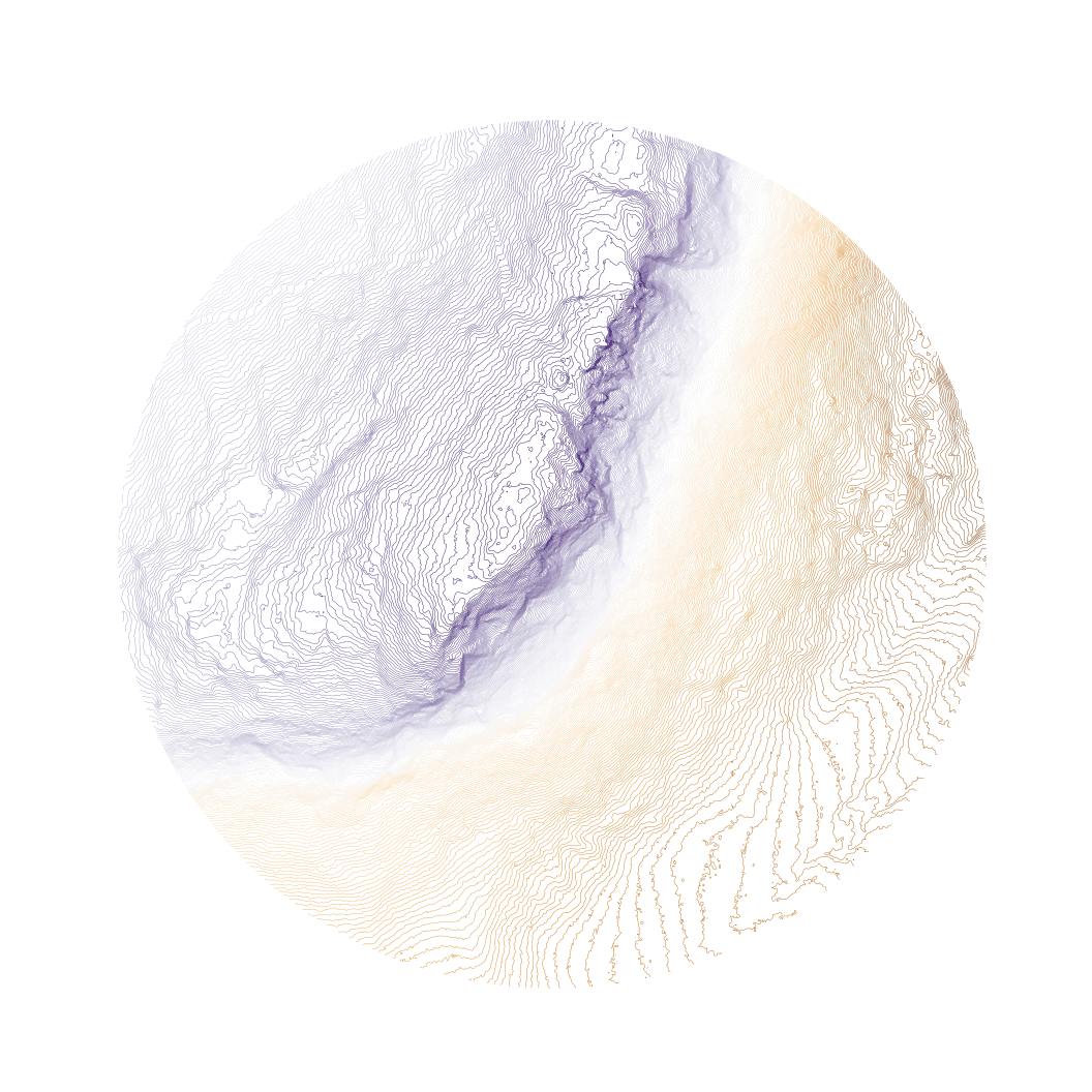 Bill: "Day 20 of the #30DayMapChallenge - "Outdoors". Wheeler mountain in the Northeast Kingdom of #vermont is a granite batholith in a glacially-scoured landscape. It's also where I learned to rock climb as a hairy young man. As such, I made a simple plot of its contours, rising up from a small valley below.," November 20 (<strong><a href="https://mastodon.social/@bil/111444129570947596">Mastodon Post</a></strong>)