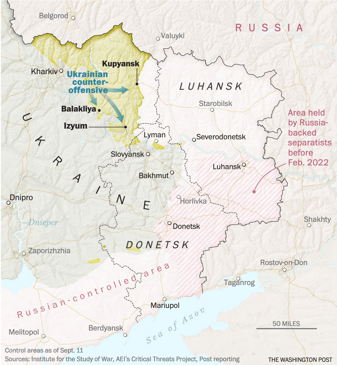 The Washington Post: <a href="https://www.washingtonpost.com/world/2022/09/12/russia-ukraine-war-map-kharkiv-izyum/"><strong>These maps show Ukraine’s latest victories against Russia</strong></a>, September 12