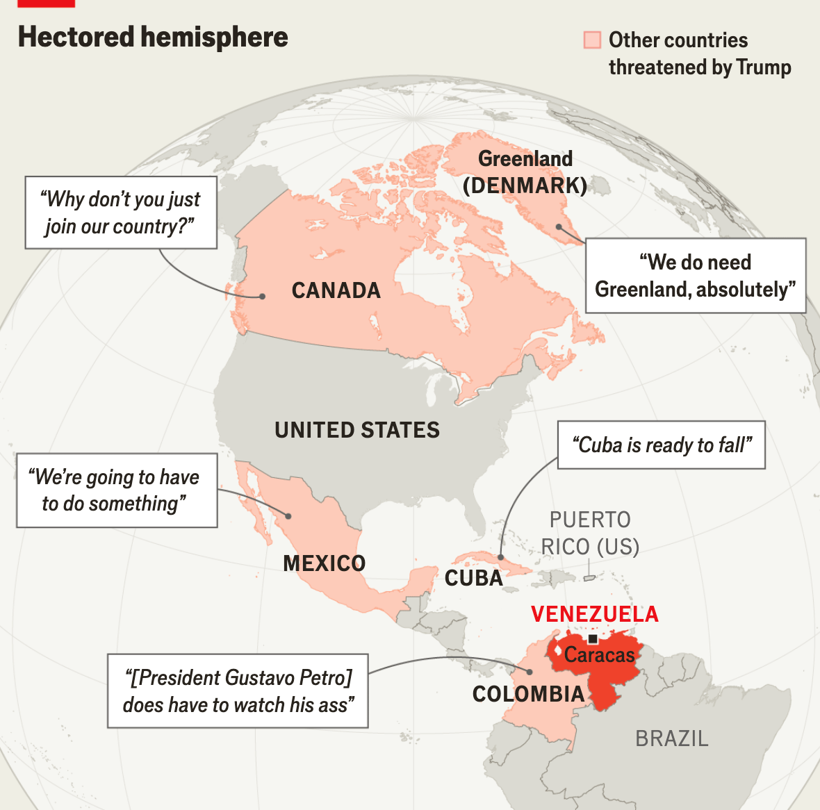 The Economist: <a href="https://www.economist.com/briefing/2026/01/08/donald-trump-asserts-control-over-venezuela-and-all-the-americas"><strong>Donald Trump asserts control over Venezuela—and all the Americas</strong></a>, January 8