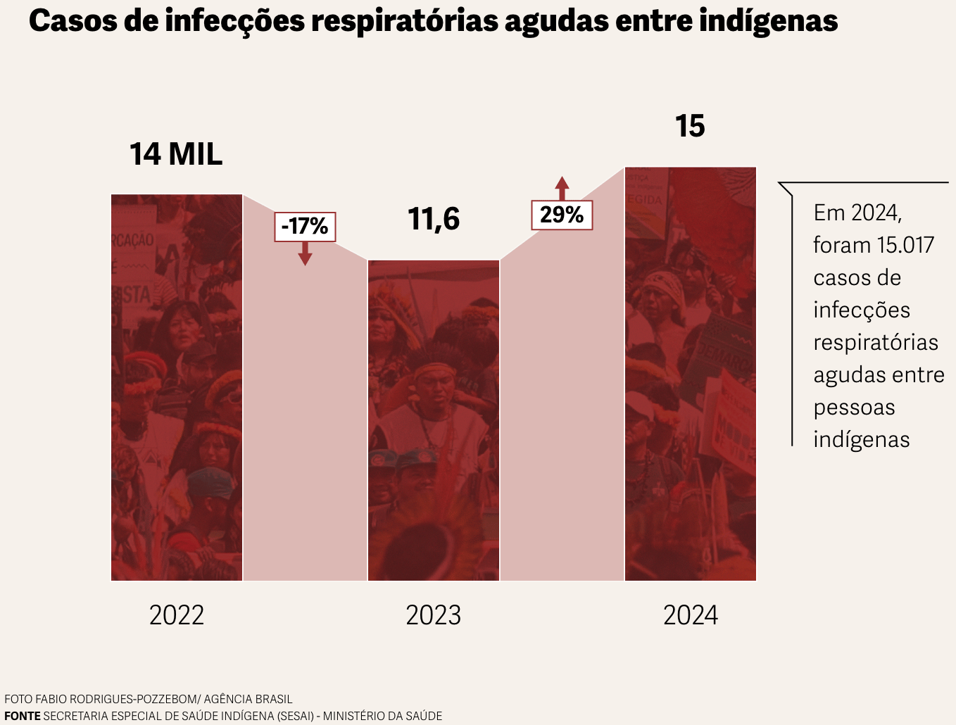 Gênero e Número: <a href="https://www.generonumero.media/mulheres-indigenas-e-queimadas/"><strong>O que arde e o que resiste: mulheres indígenas entre o fogo e a floresta</strong></a> [<em>Chart title: Cases of acute respiratory infections among indigenous people</em>], November 28