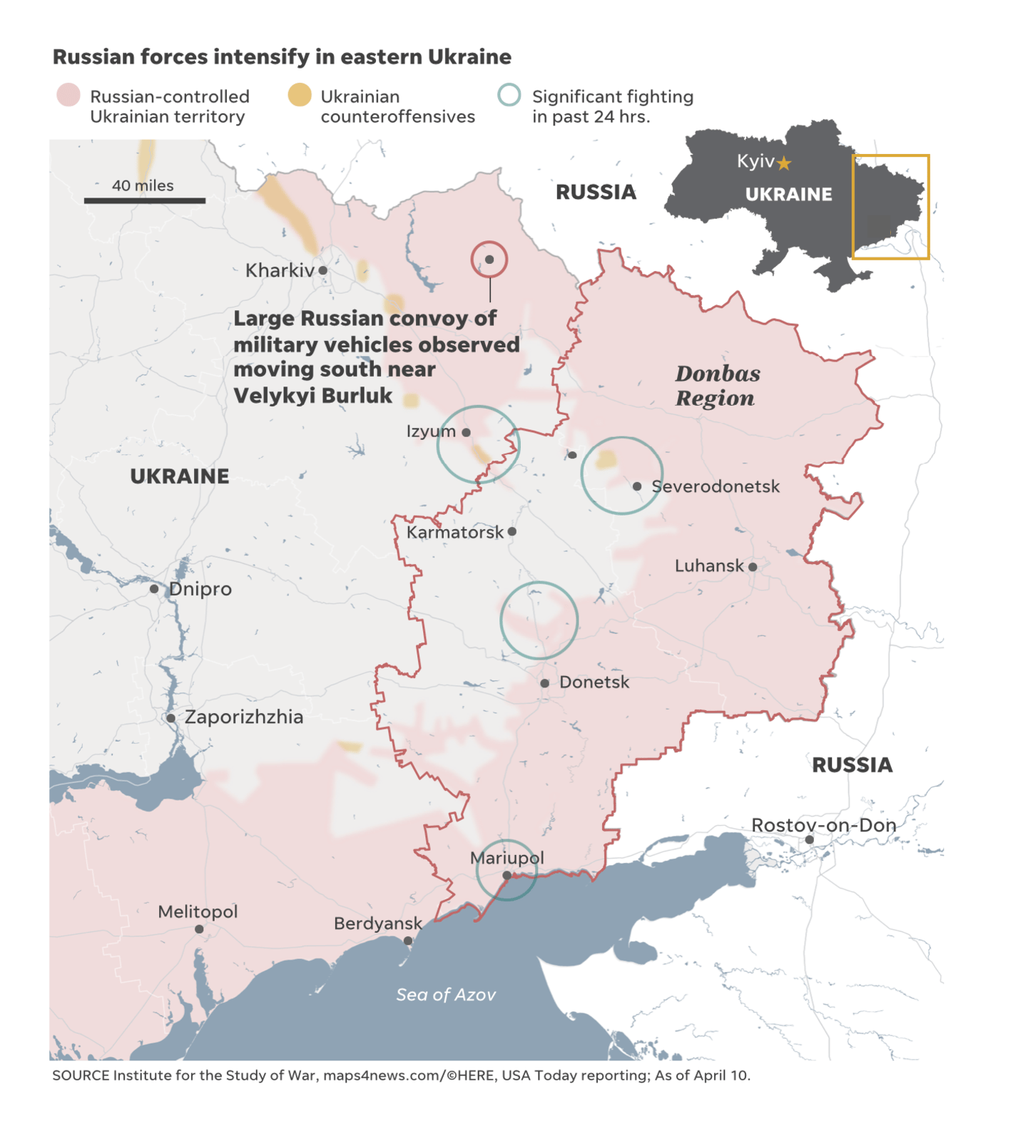 USA Today: <strong><a href="https://eu.usatoday.com/in-depth/graphics/2022/04/11/satellite-images-show-russian-military-convoy-new-eastern-offensive/7279694001/">Satellite images show Russian convoy and build-up in eastern Ukraine near Donbas region</a></strong>, April 11