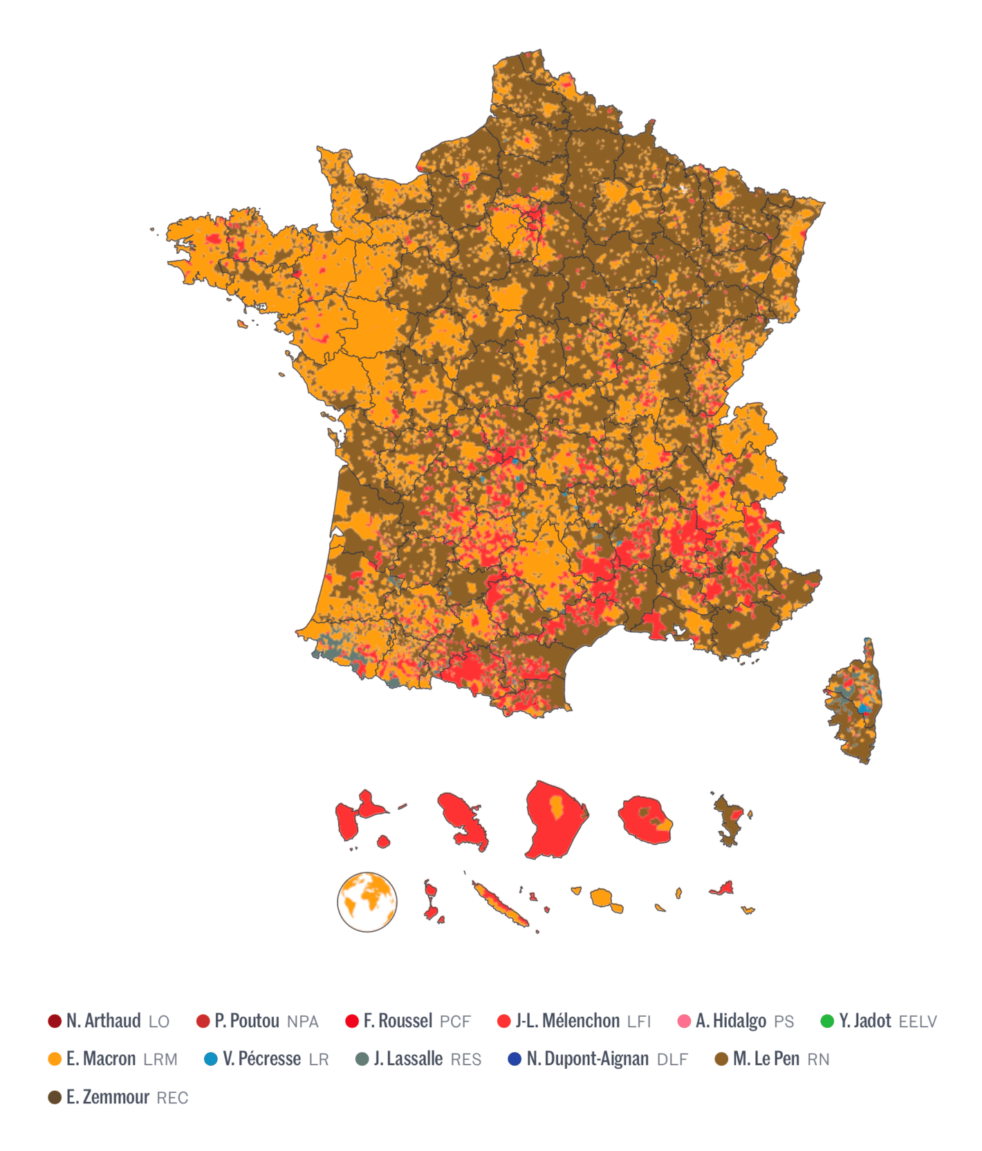 Le Monde: <strong><a href="https://www.lemonde.fr/les-decodeurs/article/2022/04/10/la-carte-des-resultats-de-la-presidentielle-2022-explorez-les-votes-commune-par-commune_6121528_4355770.html">La carte des résultats de la présidentielle 2022&nbsp;: visualisez les votes commune par commune</a></strong>, April 10