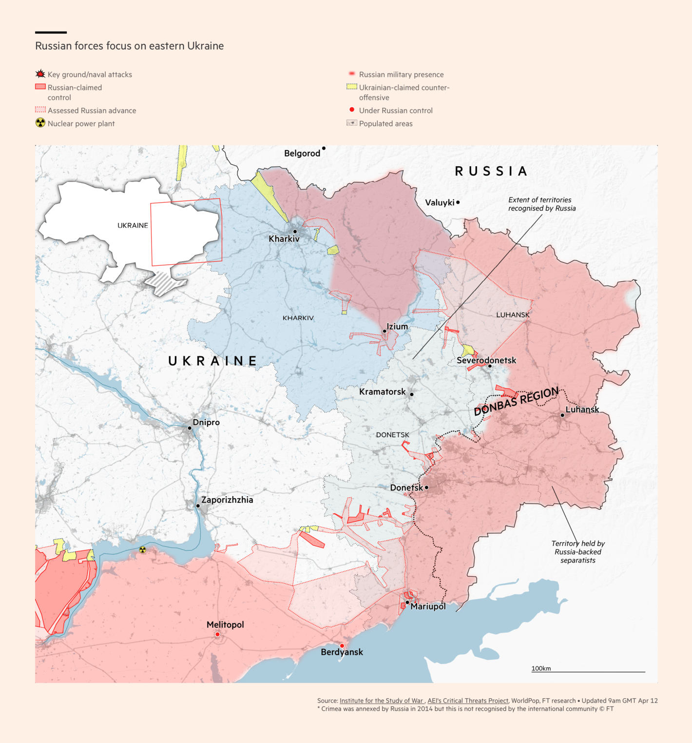 Financial Times: <strong><a href="https://www.ft.com/content/4351d5b0-0888-4b47-9368-6bc4dfbccbf5">Russia’s invasion of Ukraine in maps — latest updates</a></strong>, April 12