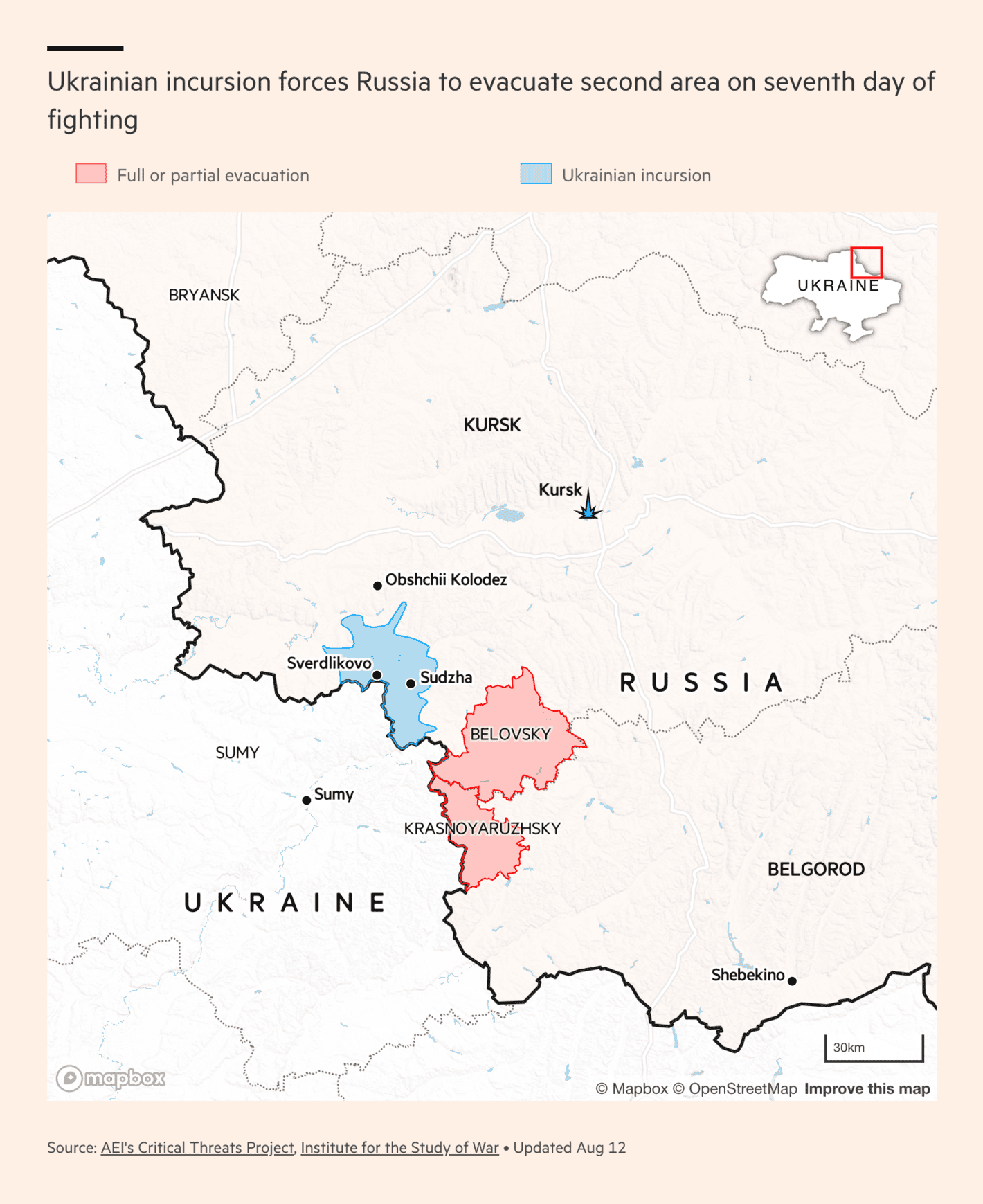Financial Times: <strong><a href="https://www.ft.com/content/0c302872-47d3-41b0-adac-3bb925bbd1ad">Ukraine’s incursion displaces more than 133,000 in Russia</a></strong>, August 12