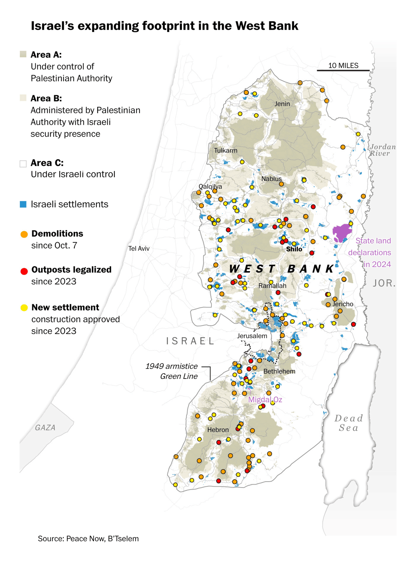 The Washington Post: <strong><a href="https://www.washingtonpost.com/world/2024/08/15/israel-west-bank-settlements-palestinians/">Israel is redrawing the West Bank, cutting into a prospective Palestinian state</a></strong>, August 15