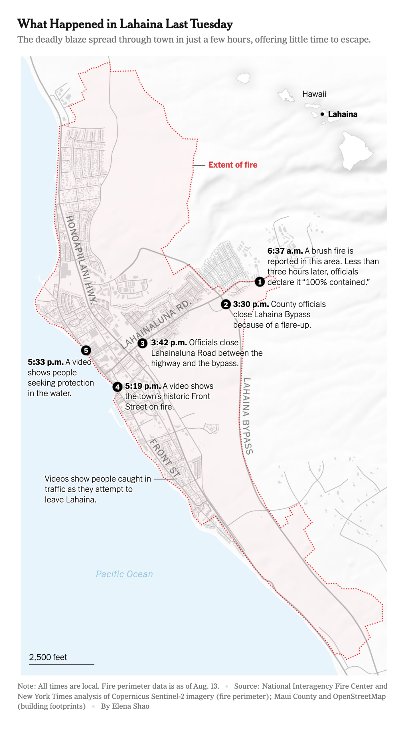The New York Times: <strong><a href="https://www.nytimes.com/2023/08/15/us/hawaii-maui-lahaina-fire.html?smtyp=cur&amp;smid=tw-nytimes">How Fire Turned Lahaina Into a Death Trap</a></strong>, August 15