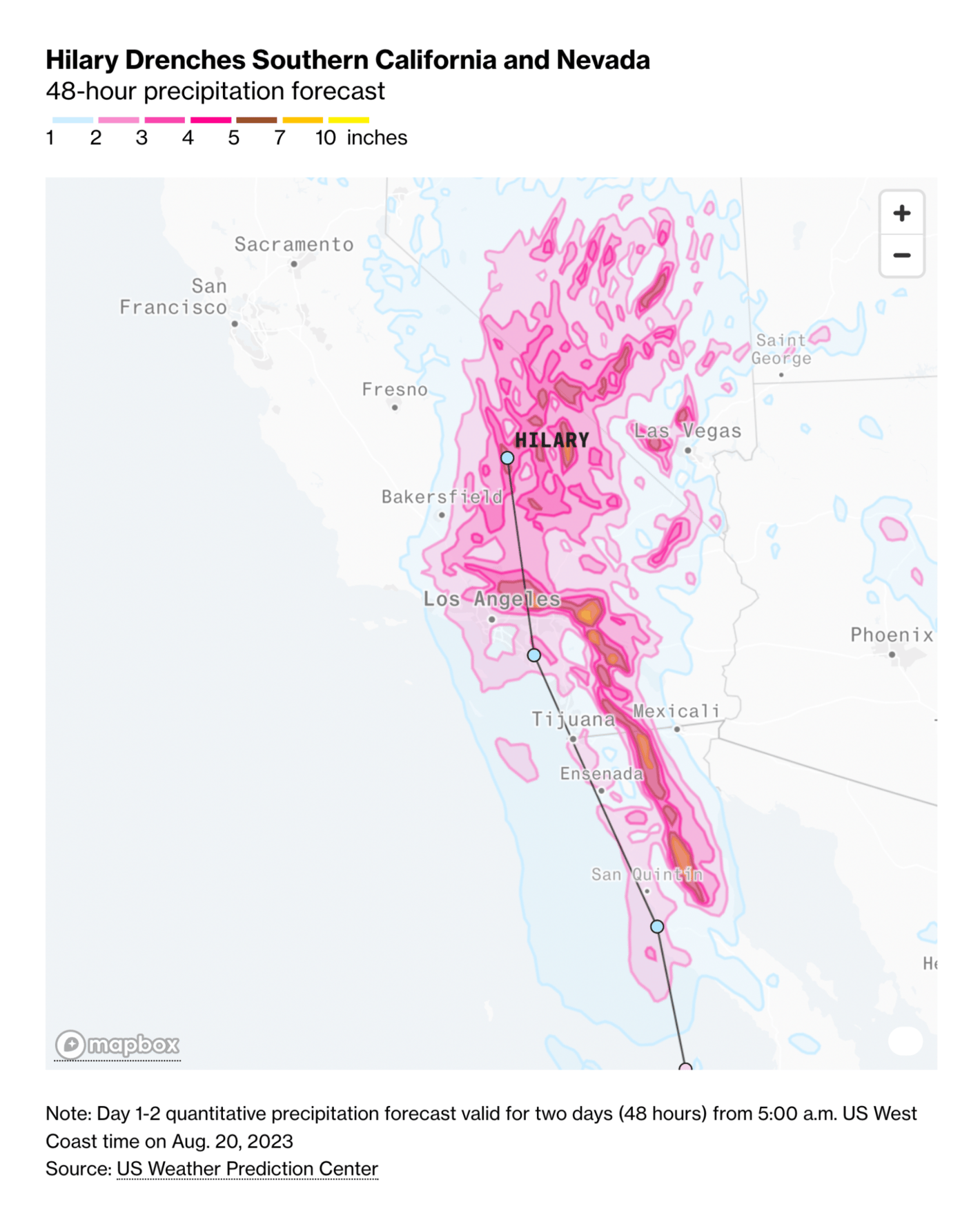 Bloomberg: <strong><a href="https://www.bloomberg.com/graphics/2023-pacific-hurricane-season/hilary.html">Tracking&nbsp;Hilary’s Latest Path</a></strong>, August 20
