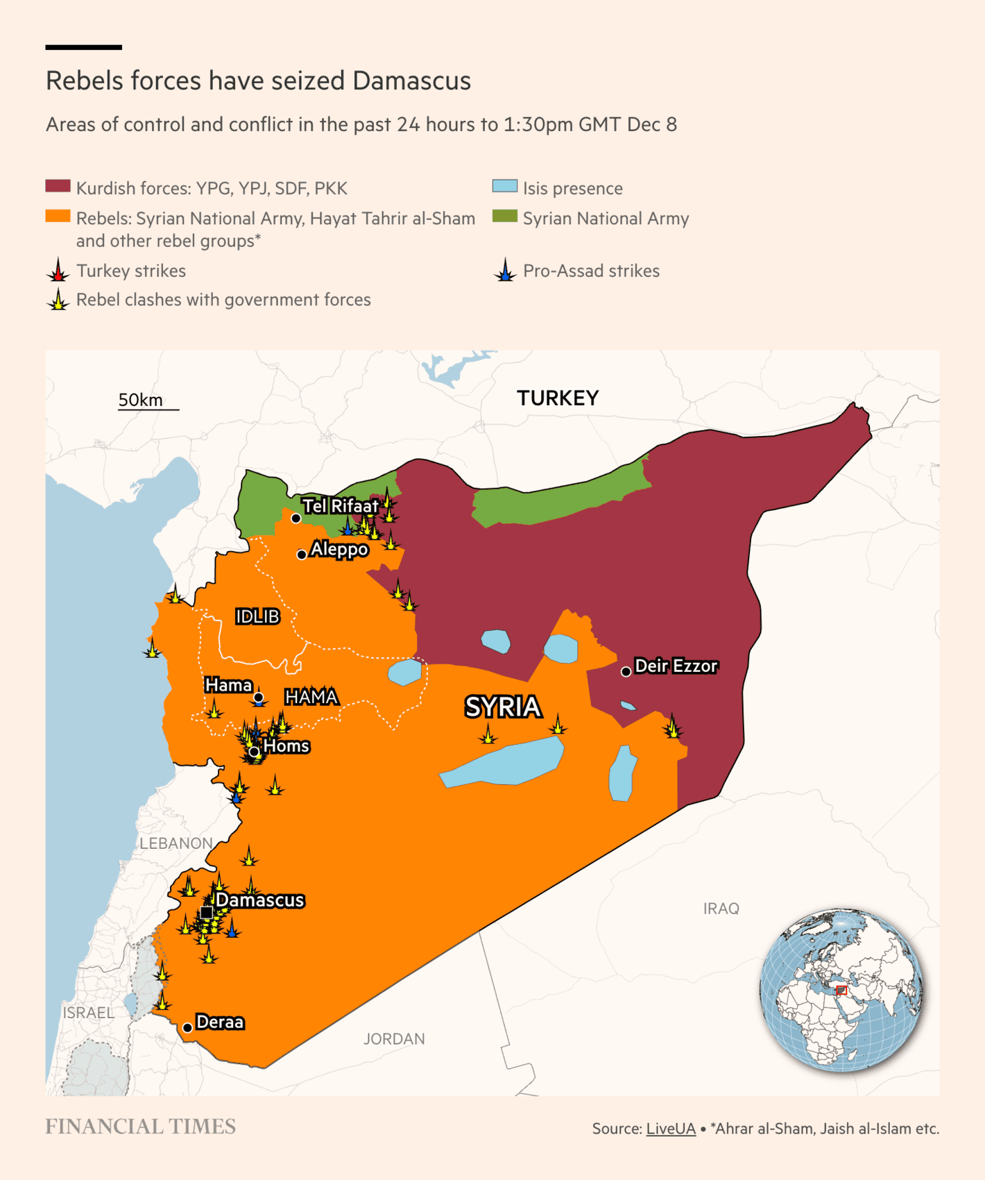 Financial Times: <strong><a href="https://www.ft.com/content/8ad60eca-b745-407e-a7a8-cca8745fa159">The 7 days that ended 50 years of Assad rule — in maps</a></strong>, December 8