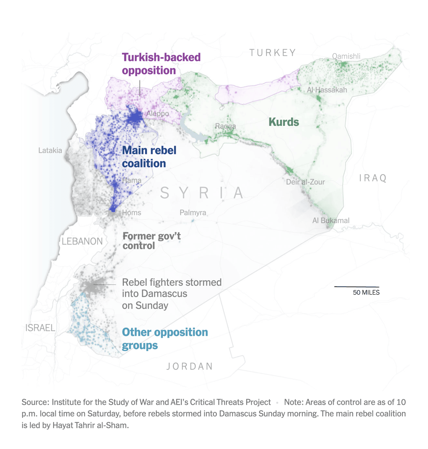 The New York Times: <a href="https://www.nytimes.com/interactive/2024/12/06/world/middleeast/syria-war-maps-control.html"><strong>See How the War in Syria Has Changed</strong></a>, December 8