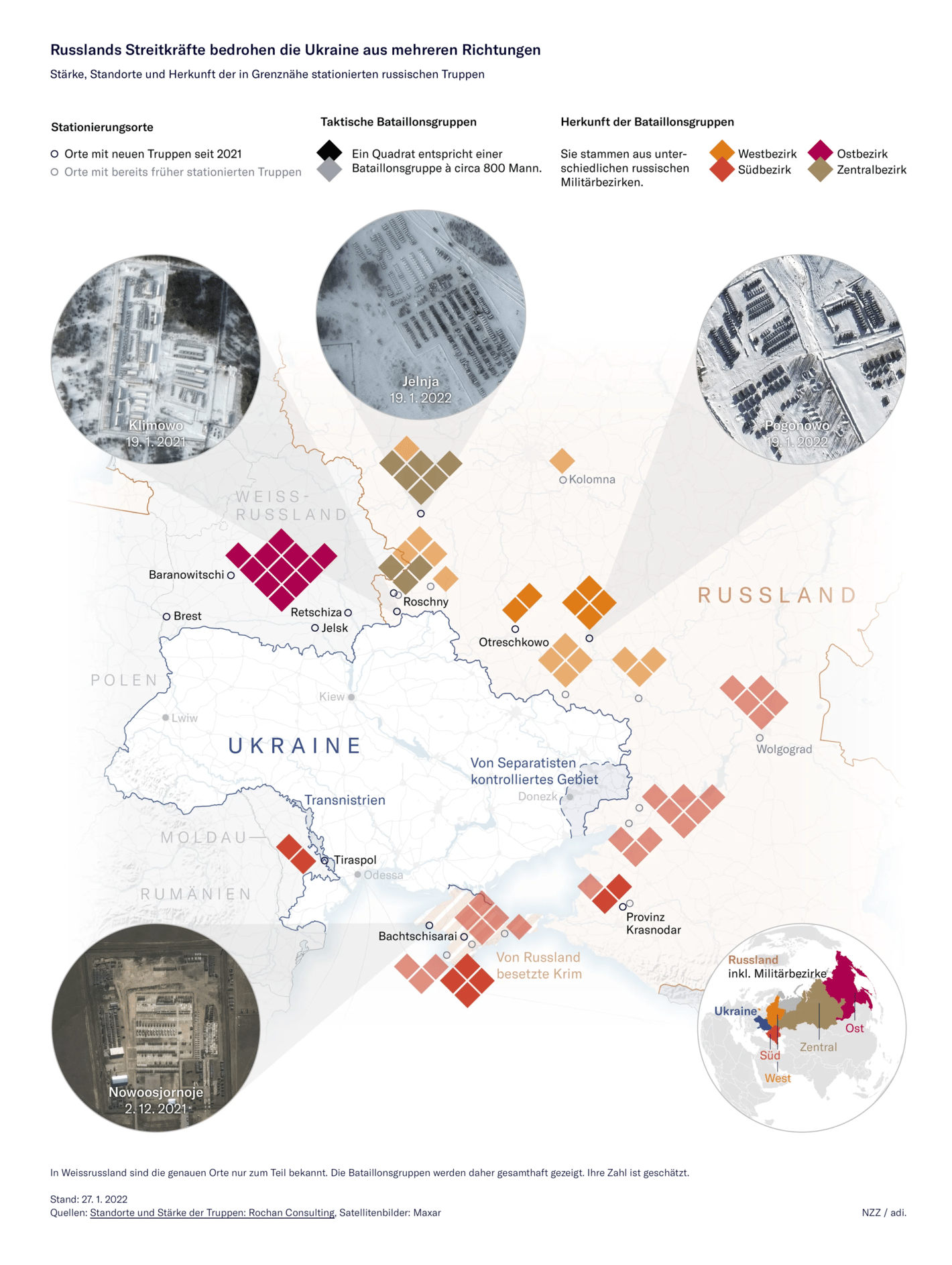Neue Zürcher Zeitung: <strong><a href="https://www.nzz.ch/international/russland-und-ukraine-das-wichtigste-zur-krise-ld.1613540">Krise um die Ukraine: Russland sendet USA Antwortschreiben, Familienangehörige von US-Diplomaten sollen Weissrussland verlassen</a></strong>, January 27