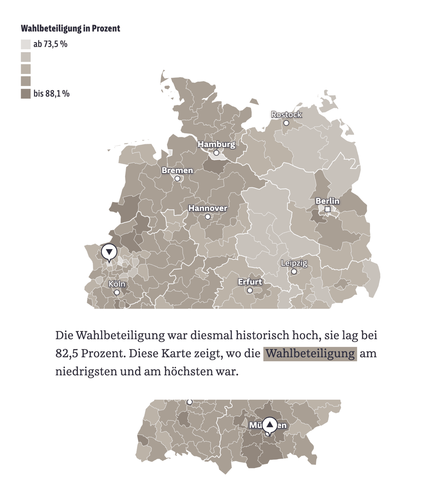 Süddeutsche Zeitung: <strong><a href="https://www.sueddeutsche.de/projekte/artikel/politik/bundestagswahl-2025-grafiken-ergebnisse-live-e021453/">Die Wahlergebnisse in Daten und Grafiken</a></strong> [<em>Chart description: Voter turnout was historically high this time, at 82.5 percent. This map shows where&nbsp;voter&nbsp;turnout&nbsp;was lowest&nbsp;and&nbsp;highest</em>], February 24