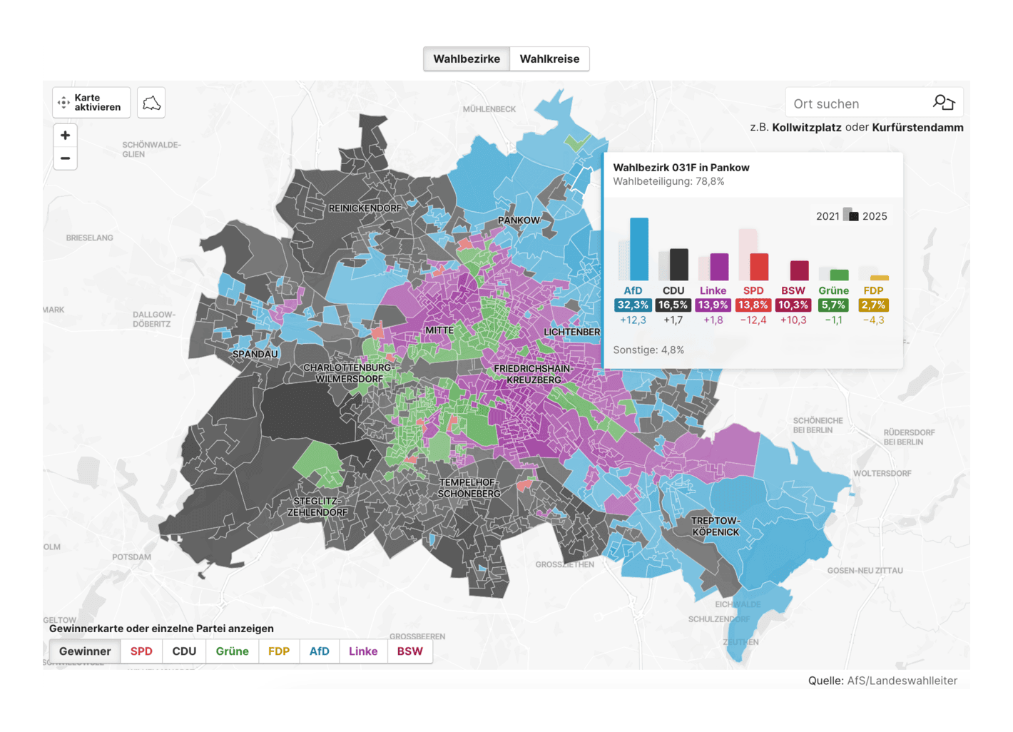 Berliner Morgenpost: <strong><a href="https://interaktiv.morgenpost.de//bundestagswahl-ergebnisse-berlin/">Bundestagswahl 2025 in Berlin: So hat Ihre Nachbarschaft gewählt</a></strong> [<em>Bundestag election 2025 in Berlin: This is how your neighborhood voted</em>], February 24
