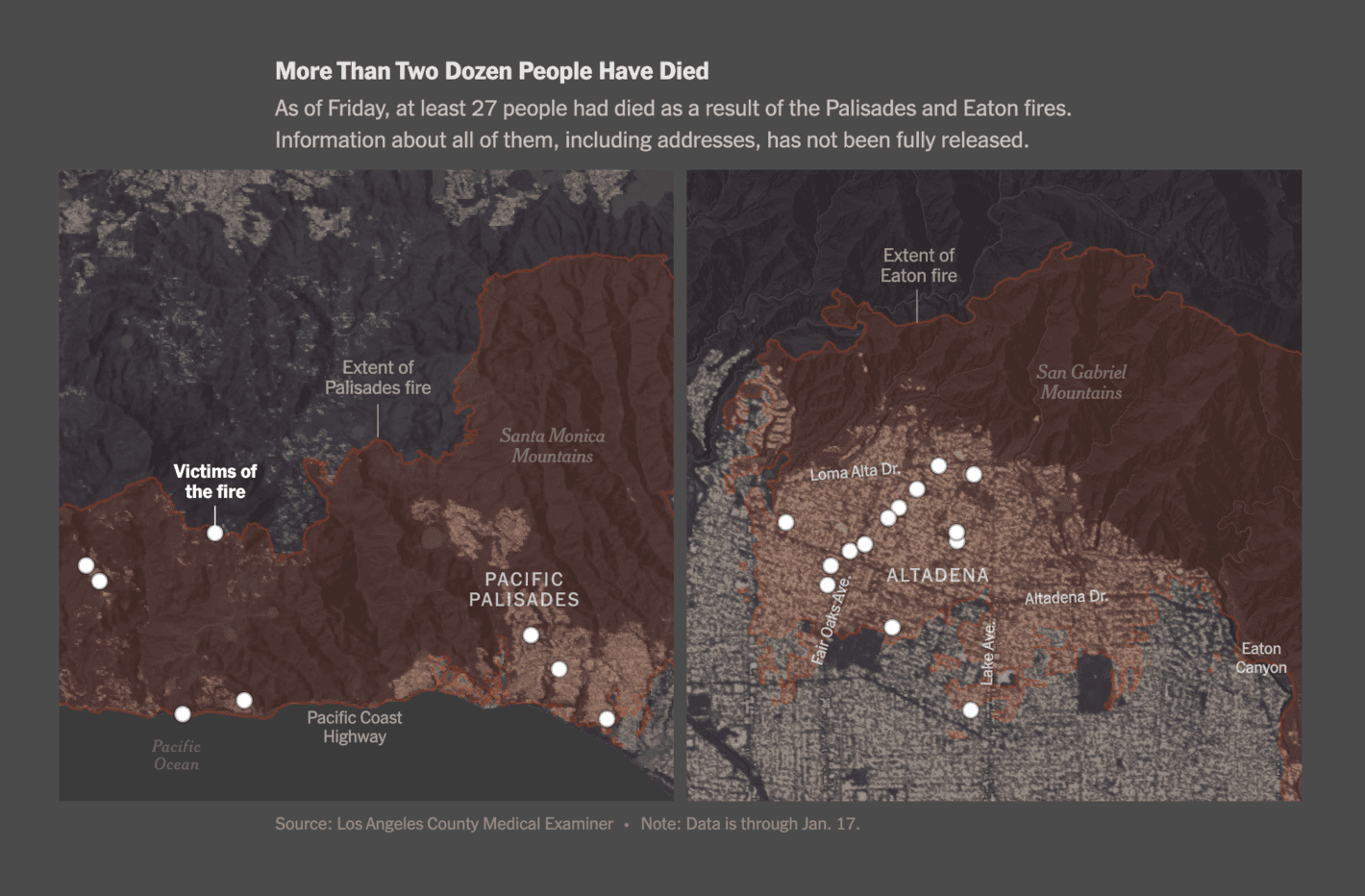New York Times: <strong><a href="https://www.nytimes.com/interactive/2025/01/18/us/los-angeles-fires-palisades-eaton-timeline.html">The 24 Hours When L.A. Went Up in Flames</a></strong>, January 18