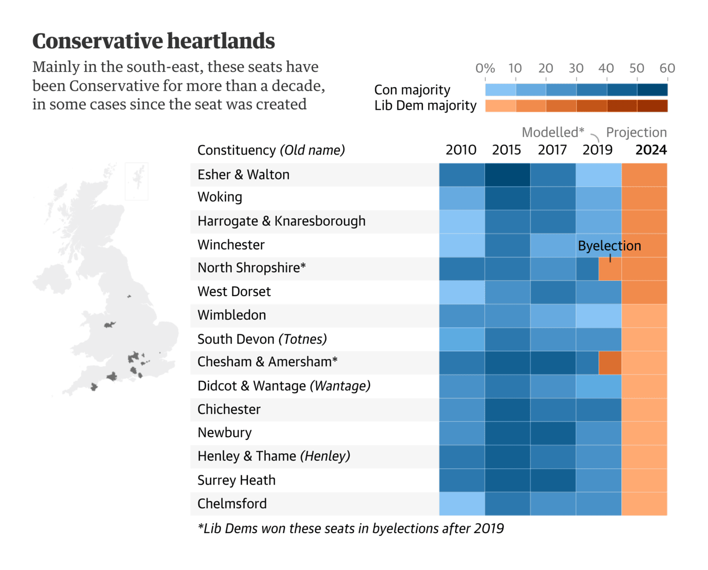 The Guardian: <strong><a href="https://www.theguardian.com/politics/article/2024/jun/18/lib-dems-double-seats-fewer-votes-visualised">How the Lib Dems might double their seats despite fewer votes – visualised</a></strong>, June 18