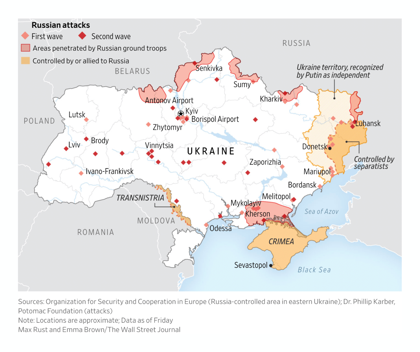 The Wall Street Journal: <strong><a href="https://www.wsj.com/articles/russia-attacks-ukraine-drawing-broad-condemnation-11645682406?st=cxwhmupq0tgx5wc&amp;reflink=desktopwebshare_twitter&amp;mod=e2twg">Ukrainian Capital Rocked by Explosions as Russia Intensifies Attack</a></strong>, February 25