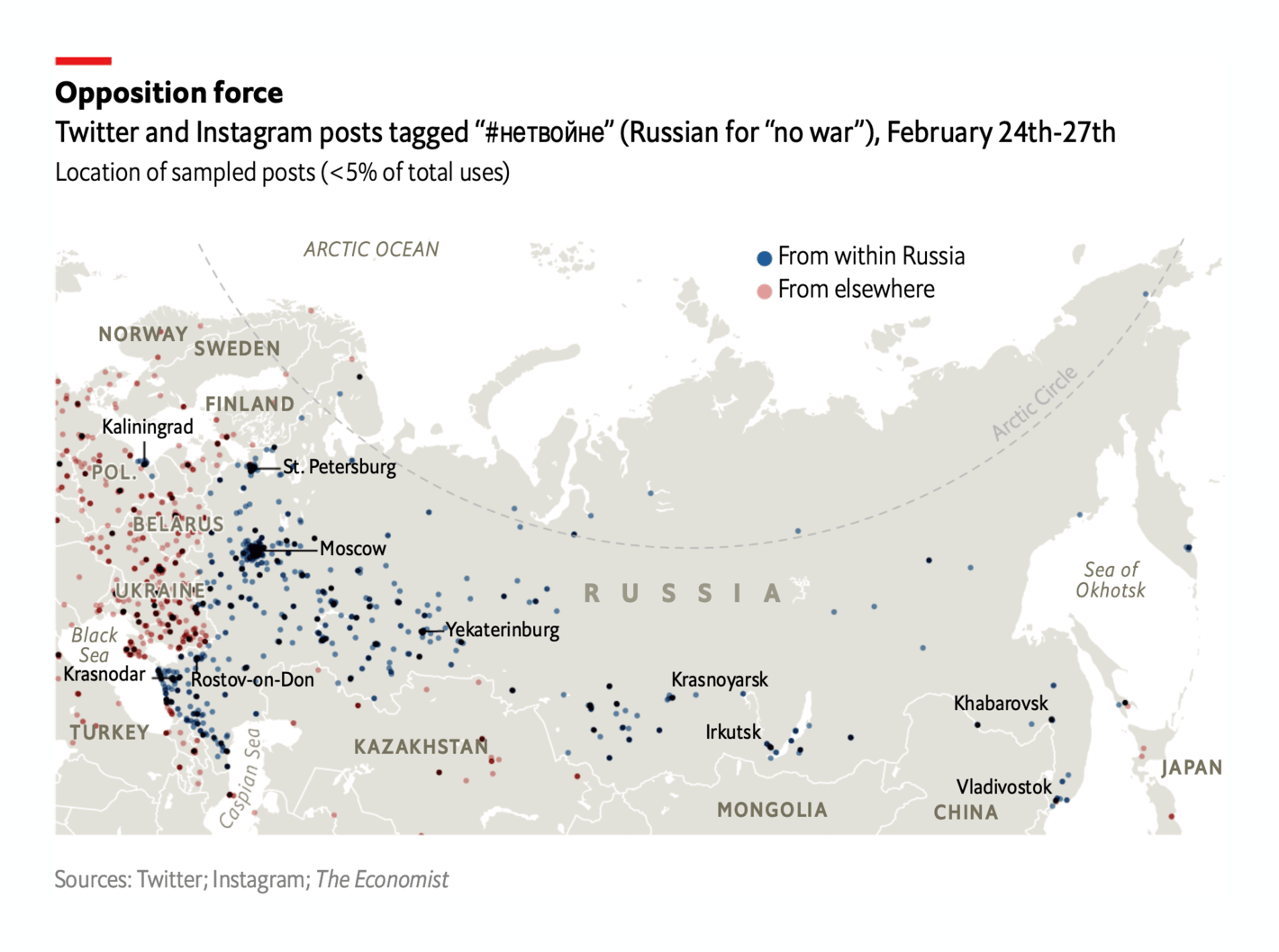 The Economist: <strong><a href="https://www.economist.com/graphic-detail/2022/02/28/russians-in-every-major-city-and-region-call-for-nowar?utm_medium=social-media.content.np&amp;utm_source=twitter&amp;utm_campaign=editorial-social&amp;utm_content=discovery.content&amp;%3Ffsrc%3Dscn%2F=tw%2Fdc">Russians in every major city and region call for #nowar</a></strong>, February 28