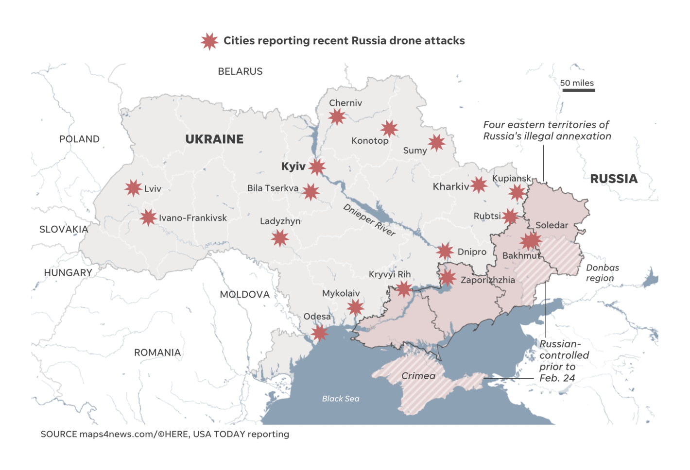 USA Today: <strong><a href="https://eu.usatoday.com/in-depth/graphics/2022/10/27/russia-using-iranian-drones-ukraine-what-know/10524368002/">Russia using self-detonating Iranian 'Shahed-136' drones in Ukraine. How the weapons are&nbsp;used</a></strong>, October 27