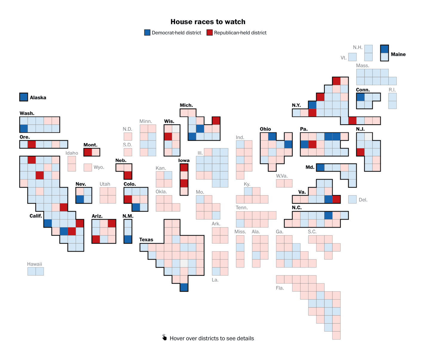 The Washington Post: <a href="https://www.washingtonpost.com/elections/interactive/2024/us-house-races-to-watch/"><strong>The districts that will determine majority control of the House</strong></a>, November 1