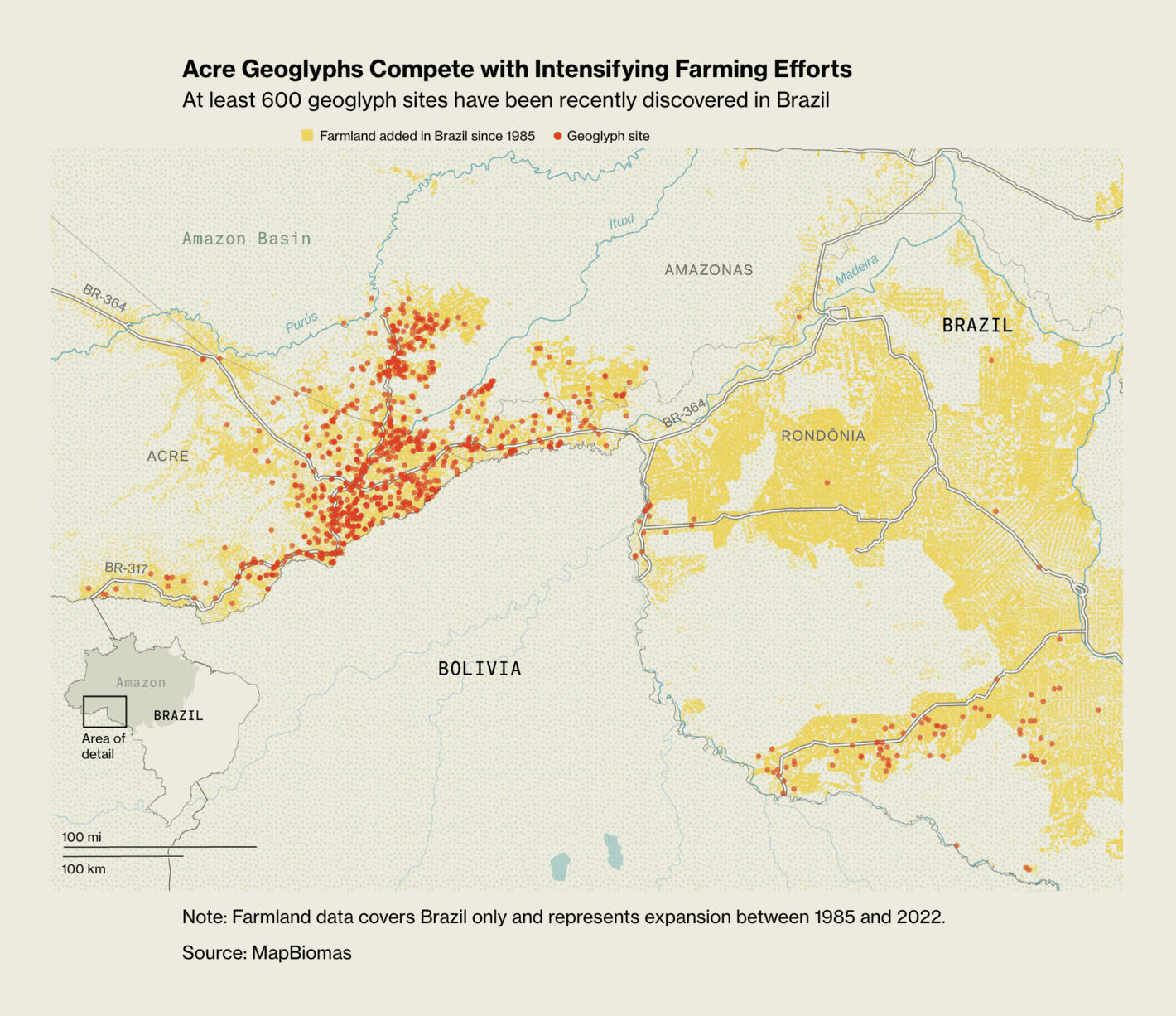 Bloomberg: <strong><a href="https://www.bloomberg.com/graphics/2024-brazil-amazon-deforestation-ancient-civilization/?utm_content=graphics&amp;utm_medium=social&amp;utm_source=twitter">The Big Take Brazil’s Farmers Are Plowing Over an Ancient Amazon Civilization</a></strong>, September 25