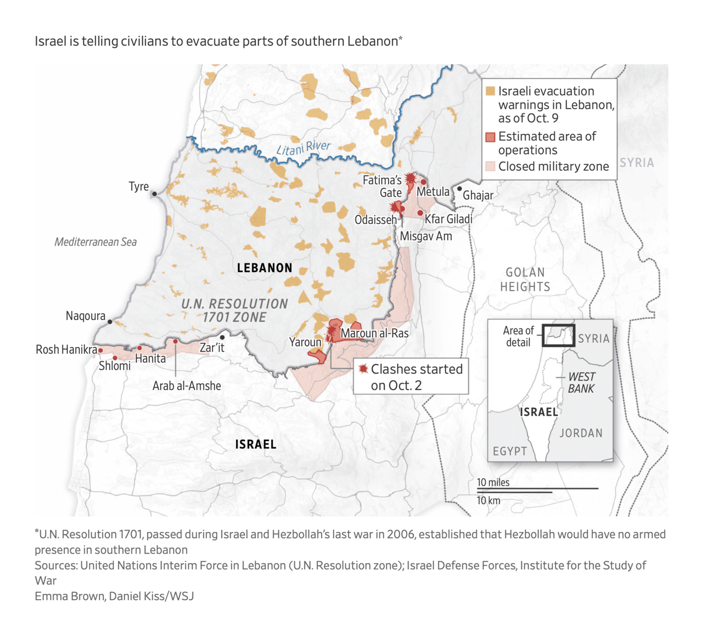 The Wall Street Journal: <a href="https://www.wsj.com/world/middle-east/israel-offensive-leaves-quarter-of-lebanon-under-evacuation-orders-8954e917?mod=e2twg"><strong>Israeli Airstrikes Hit Sites in Central Beirut</strong></a>, October 10