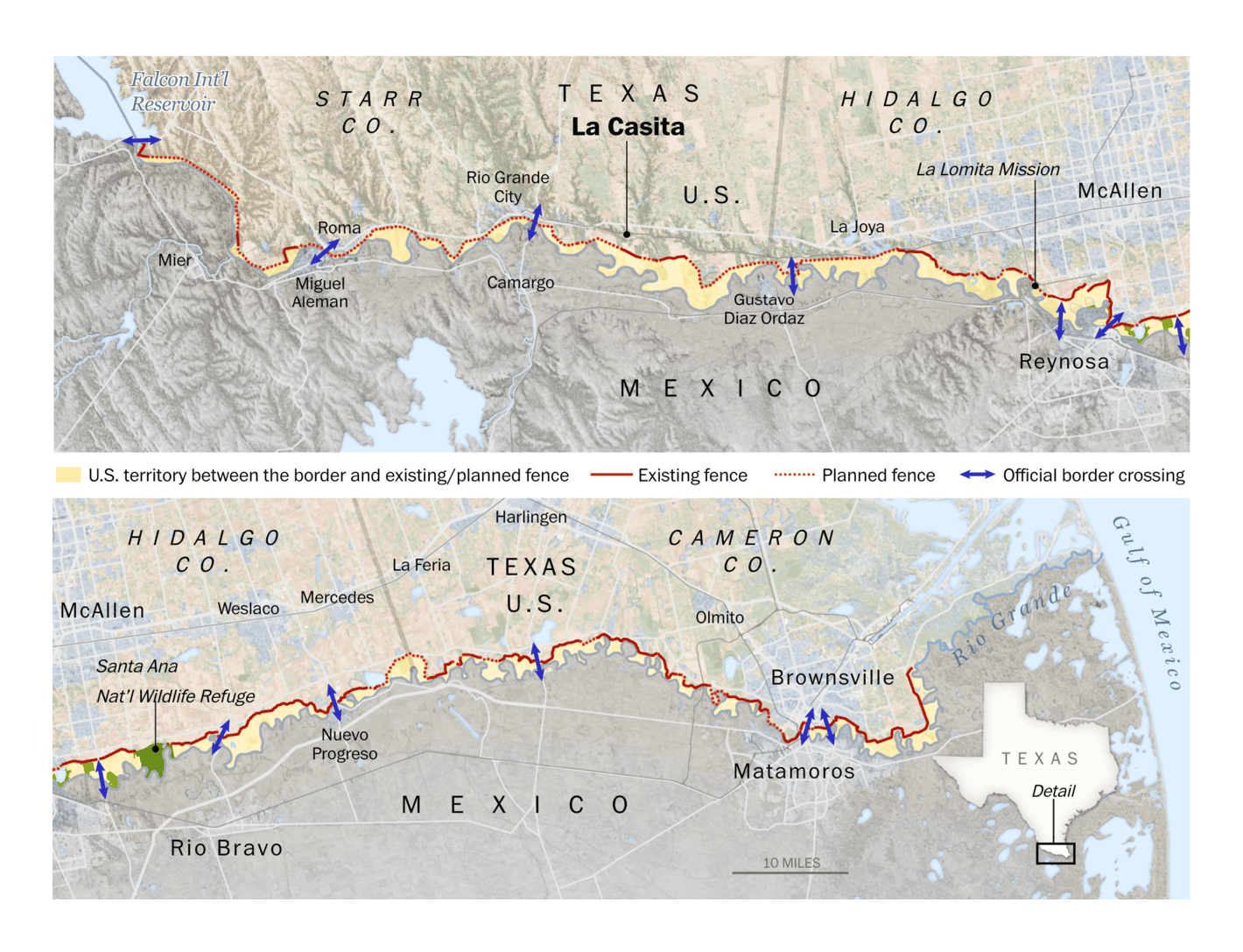 The Washington Post: <strong><a href="https://www.washingtonpost.com/immigration/interactive/2024/border-wall-mexico-texas-land/">Expanding the border wall in South Texas would leave more U.S.&nbsp;land in&nbsp;limbo</a></strong>, October 18