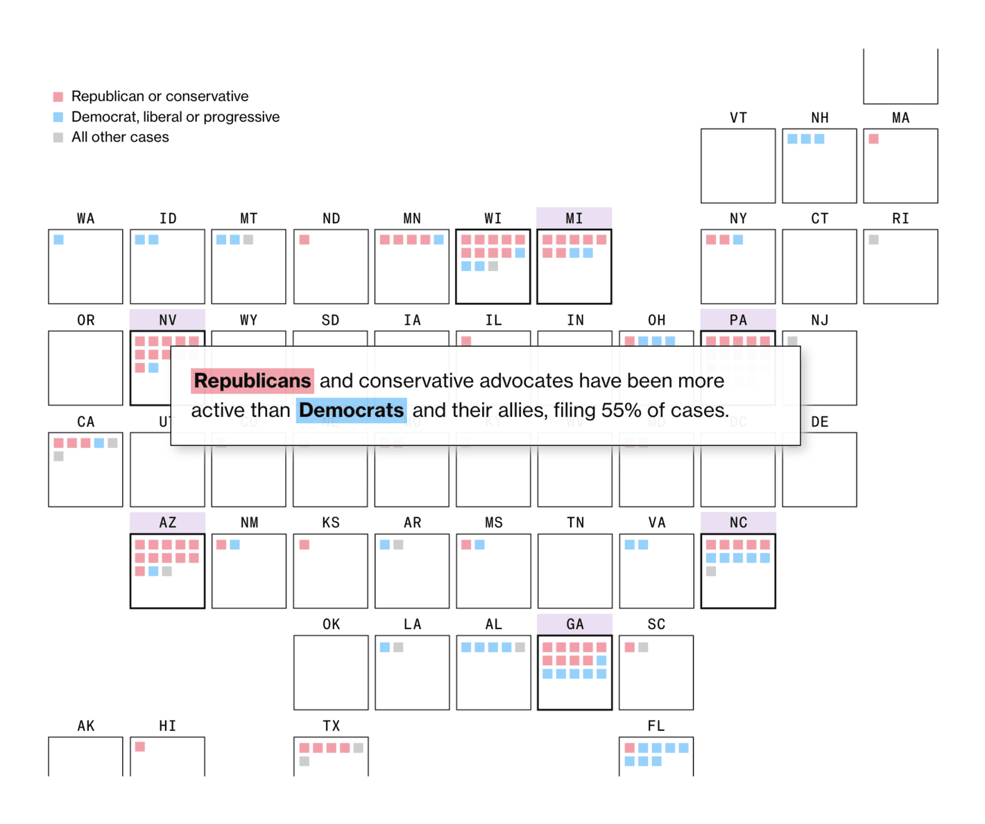 Bloomberg: <strong><a href="https://www.bloomberg.com/graphics/2024-election-court-lawsuits-influence-voting/?utm_content=graphics&amp;utm_medium=social&amp;utm_source=twitter">More Than 165 Lawsuits Are Already Shaping the 2024 US Presidential Election</a></strong>, October 15