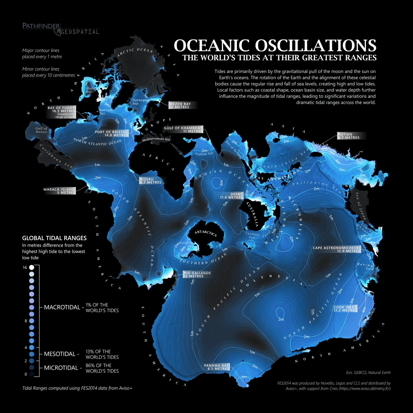 Dave Taylor: I'm thrilled and honoured to see my global tidal ranges map "Oceanic Oscillations" featured on maps.com! Definitely check out the maps.com gallery, there are loads of fantastic designs with great articles, October 27 (<strong><a href="https://www.linkedin.com/feed/update/urn:li:activity:7256019730866593792/">LinkedIn Post</a></strong>, <strong><a href="https://www.pathfindergeospatial.ca/portfolio/oceanic-oscillations">Map</a></strong>)