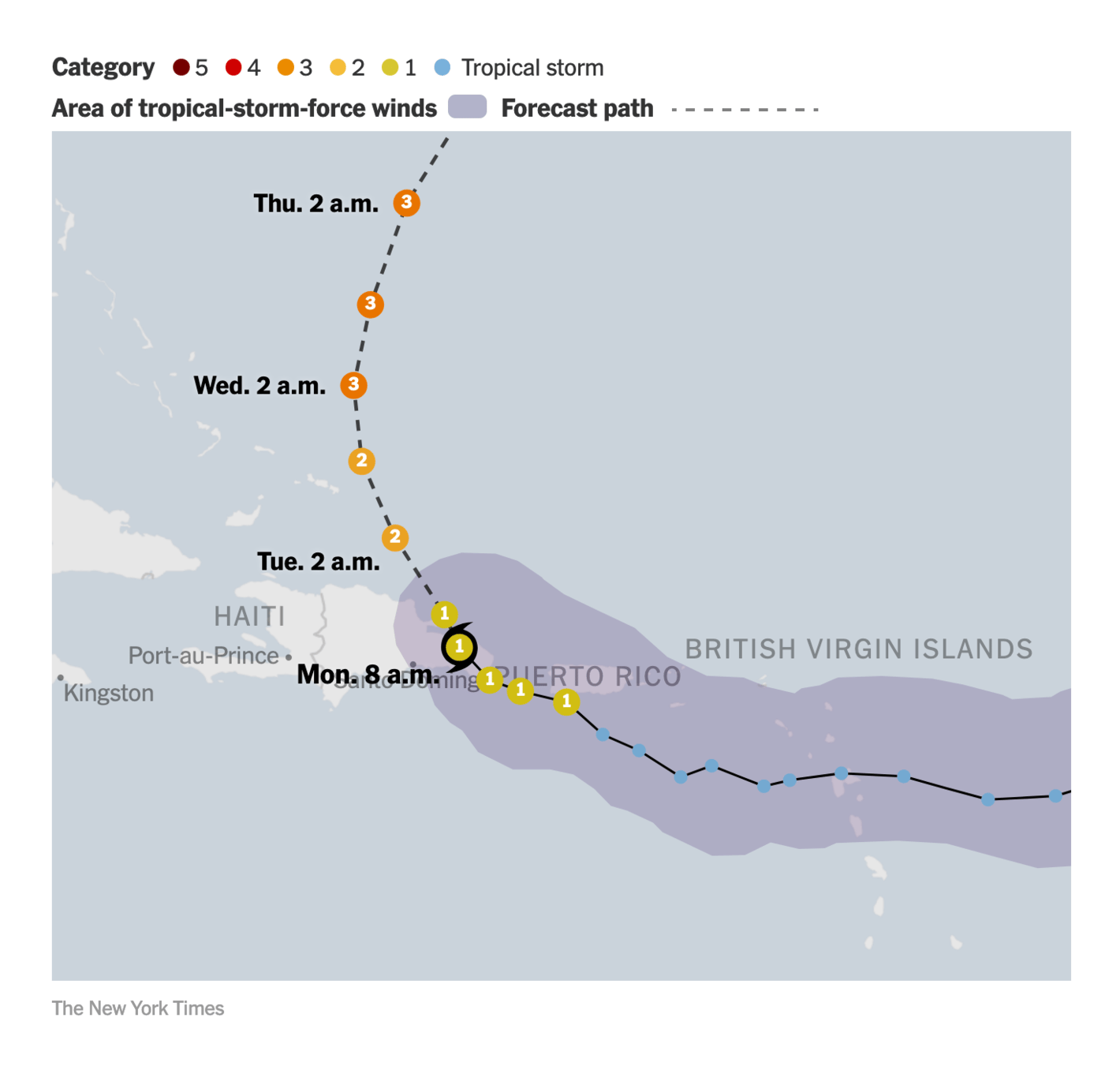 The New York Times: <strong><a href="https://www.nytimes.com/interactive/2022/09/15/climate/tropical-storm-fiona-hurricane-path-tracker.html">Map: Tracking Hurricane Fiona</a></strong>, September 15