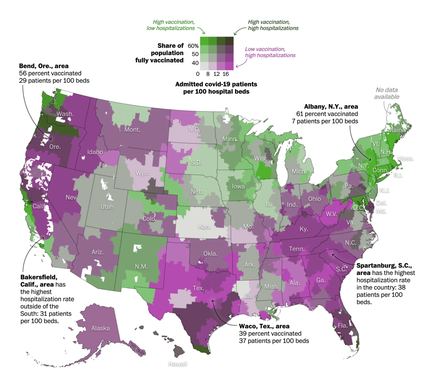 The Washington Post: <strong><a href="https://www.washingtonpost.com/health/2021/09/23/covid-vaccination-hospitalization-map/">Mapping America’s hospitalization and vaccination divide</a></strong>, September 23