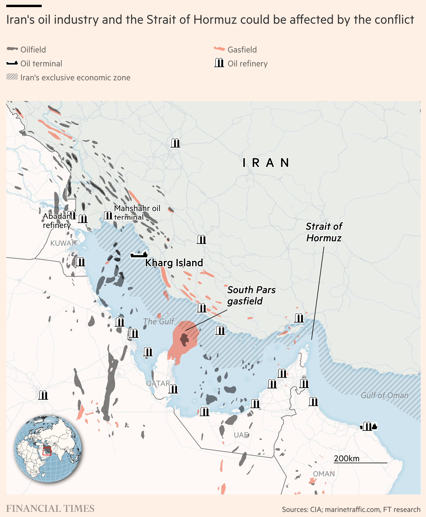 Financial Times:<strong> </strong><a href="https://www.ft.com/content/7824c70d-0b47-48b8-832a-b8210543ee9d"><strong>The fallout from Israel’s strikes on Iranian energy sites</strong></a>, June 15