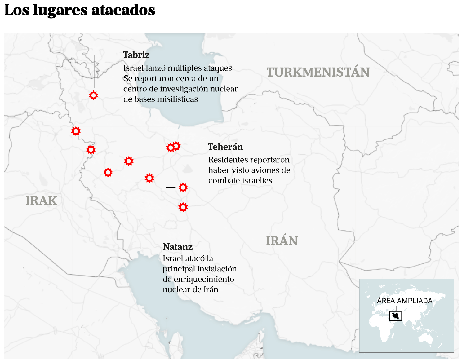 La Nación: <a href="https://www.lanacion.com.ar/el-mundo/el-mapa-de-los-ataques-israelies-y-los-sitios-clave-del-programa-nuclear-de-iran-nid13062025/"><strong>El mapa de los ataques israelíes y los sitios clave del programa nuclear de Irán</strong></a><strong> </strong>[<em>Map of Israeli attacks and key sites of Iran's nuclear program</em>], June 15