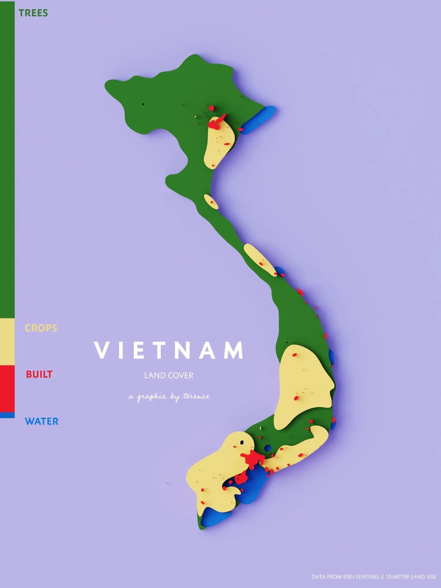 terence: "Trying something different with a land cover map of Vietnam. What do you think? [...]," May 19 (<a href="https://bsky.app/profile/tterence.bsky.social/post/3mm7taqzkks24"><strong>Bluesky</strong></a>)