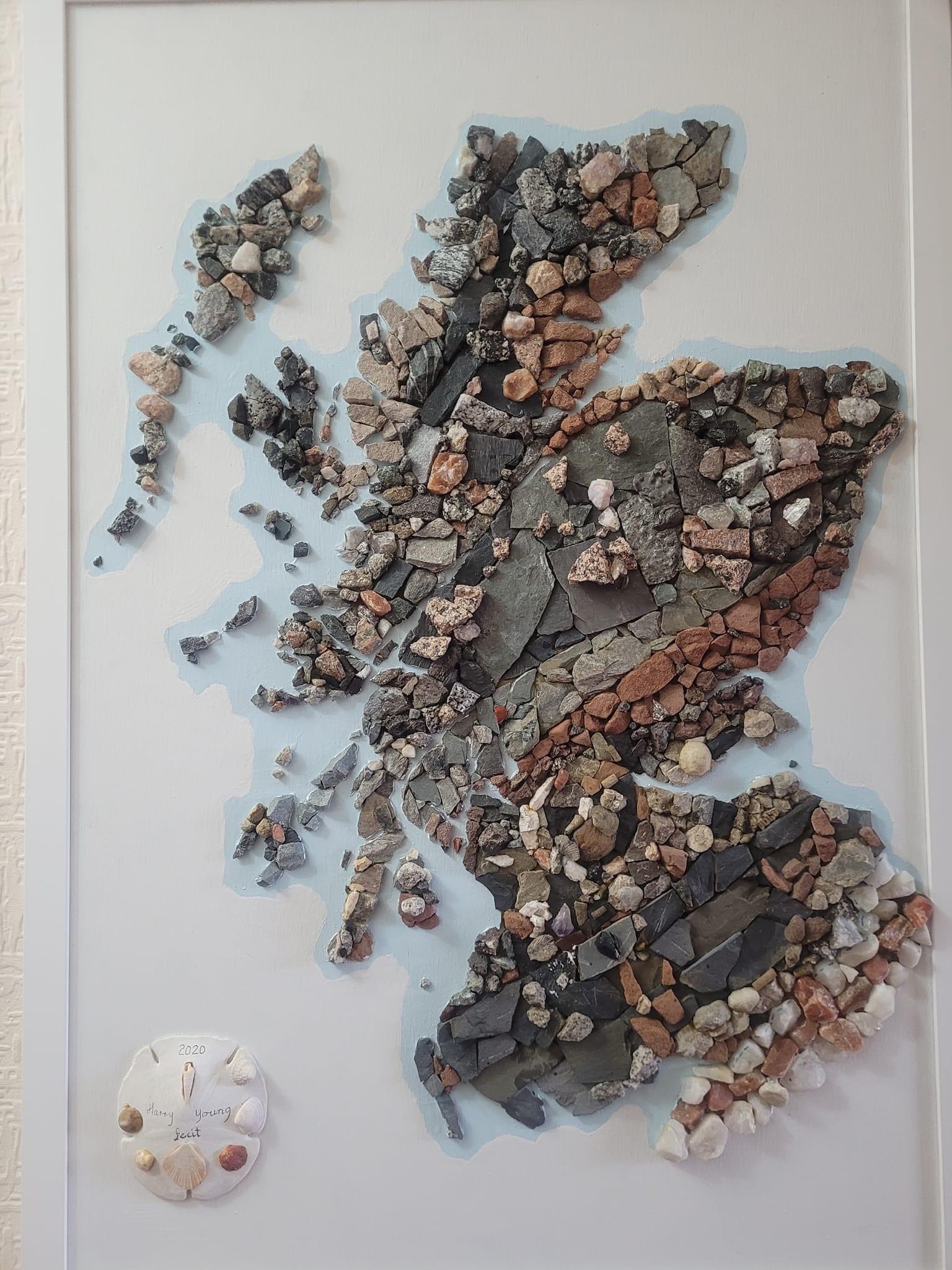 Harry Jefferies: "My grandpa who is 85 started making this rock map of Scotland in 1992.He collected rocks during amateur geology trips over 30 years. He says it had to be geologically correct and also aesthetically pleasing [...]," February 27 (<strong><a href="https://twitter.com/Jefferies_/status/1762227703946608992">Tweet</a></strong>)