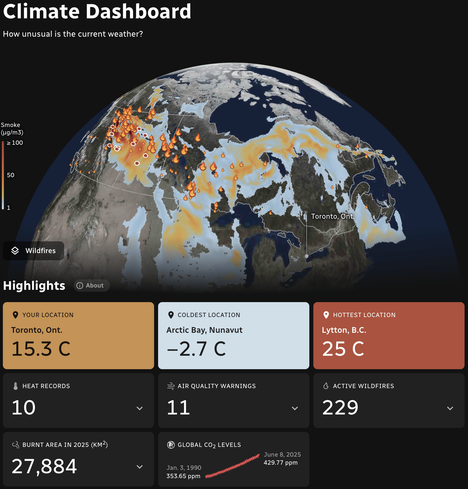 Nael Shiab: "Just updated our Climate Dashboard this morning to add air quality warnings […]," June 3 (<a href="https://bsky.app/profile/naelshiab.bsky.social/post/3lqpixxqcm22a"><strong>Bluesky</strong></a>, <a href="https://newsinteractives.cbc.ca/features/2023/climate-dashboard/"><strong>Tool</strong></a>)<strong> </strong><span class="badge">Outstanding tool</span>