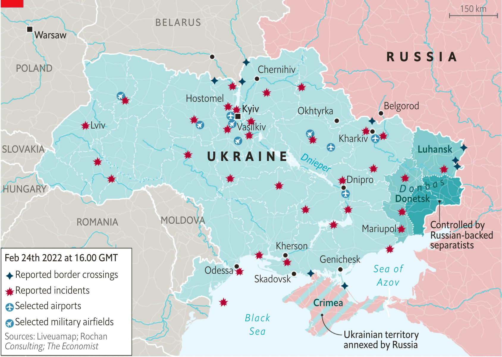 The Economist: <strong><a href="https://www.economist.com/the-economist-explains/2022/02/24/where-have-russian-attacks-taken-place-in-ukraine">Where have Russian attacks taken place in Ukraine?</a></strong>, February 24