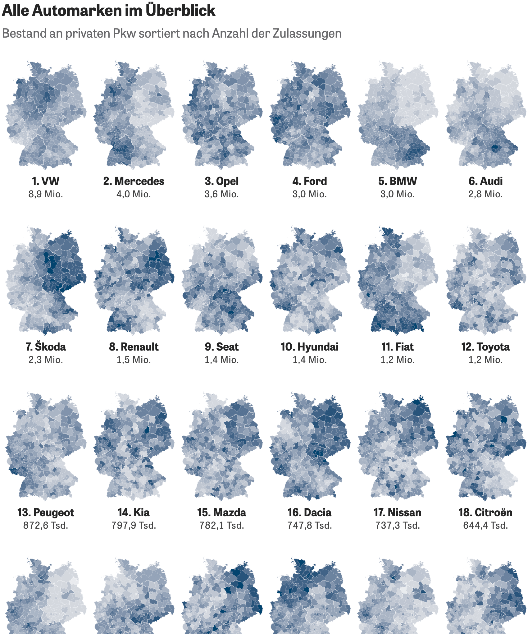Die Zeit: <a href="https://www.zeit.de/mobilitaet/2025-05/zugelassene-autos-modelle-marken-karte-deutschland-statistik"><strong>Diese Autos fahren in Ihrer Gegend</strong></a> [<em>These cars drive around your area</em>], May 30