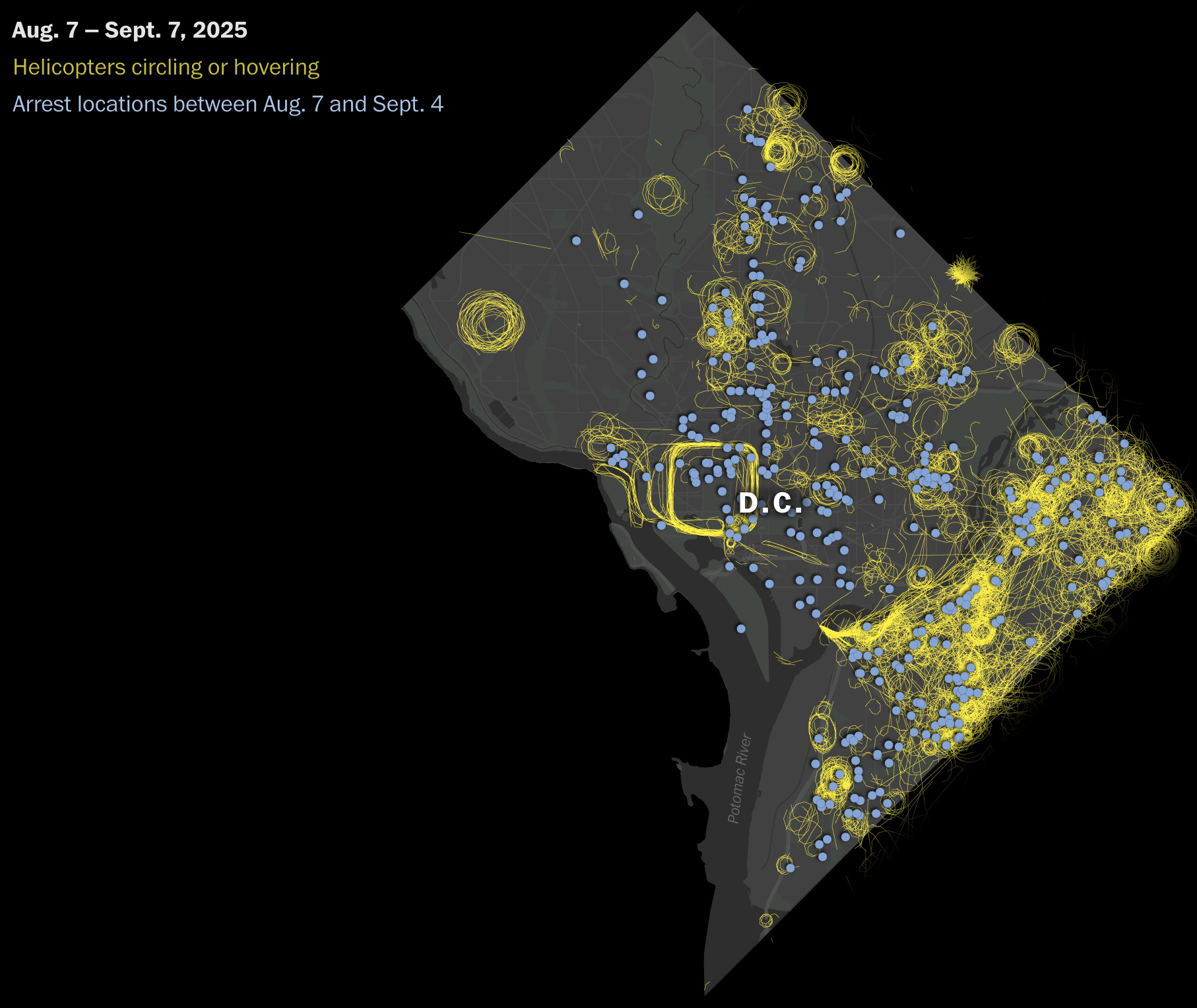 The Washington Post: <a href="https://www.washingtonpost.com/investigations/interactive/2025/trump-dc-surge-helicopters/"><strong>In Trump’s D.C. surge, helicopters hovered and surveilled day and night</strong></a>, September 20