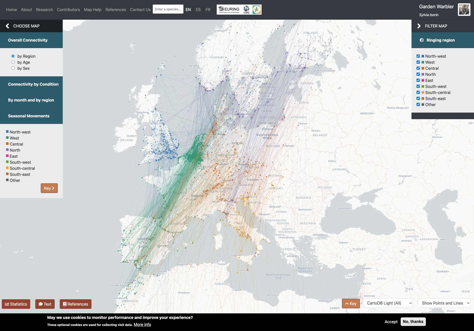 Maps Mania: "The European Turtle Dove embarks on an incredible 5,000 km migration every year! Explore this and the journeys of 300+ bird species with the Bird Migration Atlas," December 4 (<strong><a href="https://x.com/gmapsmania/status/1864367450948538444">Tweet</a></strong>, <strong><a href="https://migrationatlas.org/">Bird Migration Atlas</a></strong>)