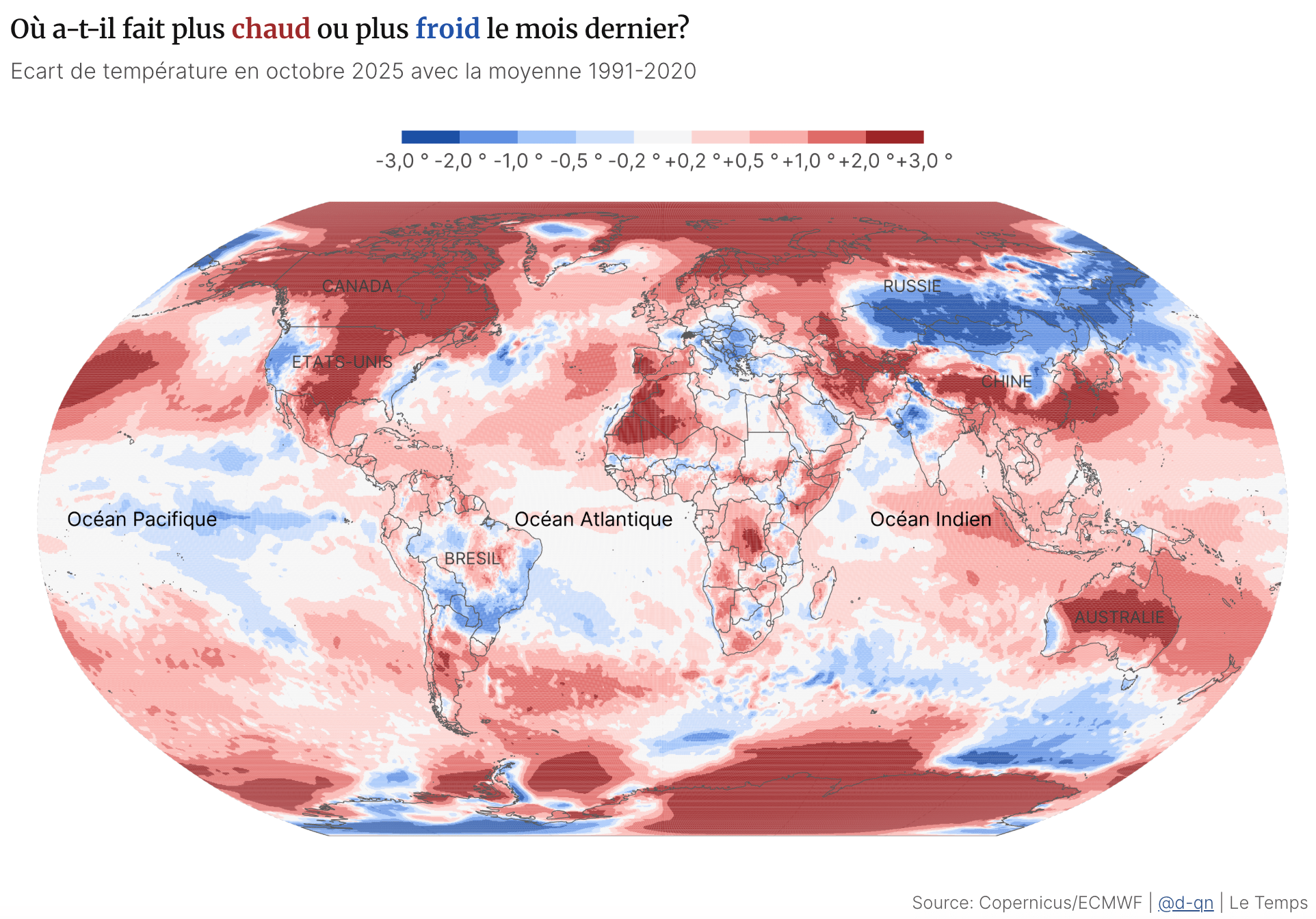 Le Temps: <a href="https://www.letemps.ch/data/tableau-de-bord-du-climat-les-indicateurs-cles-en-temps-reel-en-suisse-et-dans-le-monde"><strong>Tableau de bord du climat: les indicateurs clés en temps réel en Suisse et dans le monde</strong></a> [<em>Chart title: Where was it warmer or colder last month?</em>], November 12
