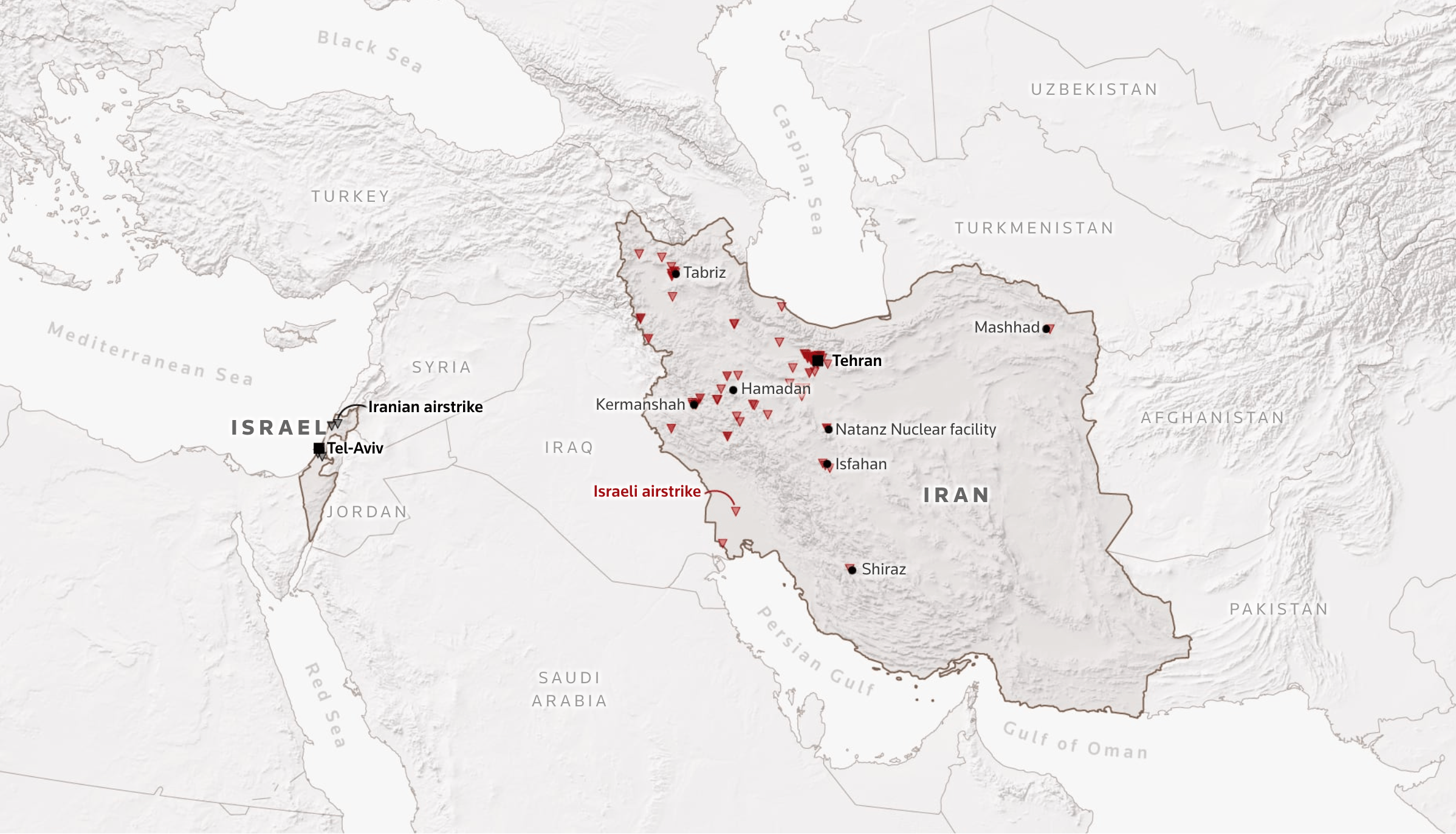 Reuters: <a href="https://www.reuters.com/graphics/IRAN-NUCLEAR/ISRAEL/dwvklgrgjpm/#mapping-israeli-strikes-on-iran-and-iran-missile-retaliation"><strong>Maps and images of Israel’s strikes on Iran and Iran’s retaliation</strong></a>, June 17