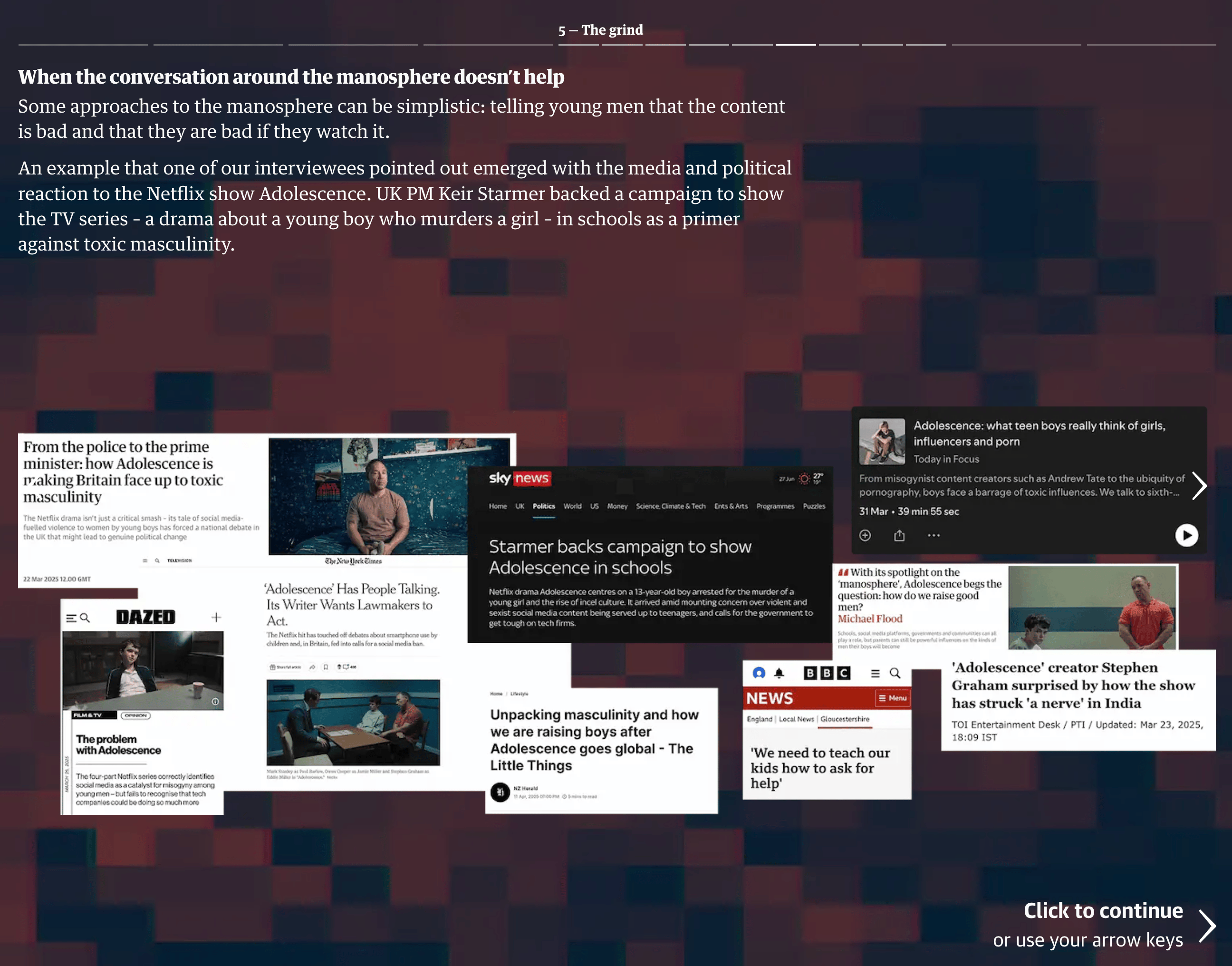 The Guardian: <a href="https://www.theguardian.com/technology/ng-interactive/2025/oct/21/why-the-manosphere-clicked-for-young-men-a-visual-deep-dive"><strong>Money, muscles and anxiety: why the manosphere clicked with young men - a visual deep dive</strong></a>, October 21