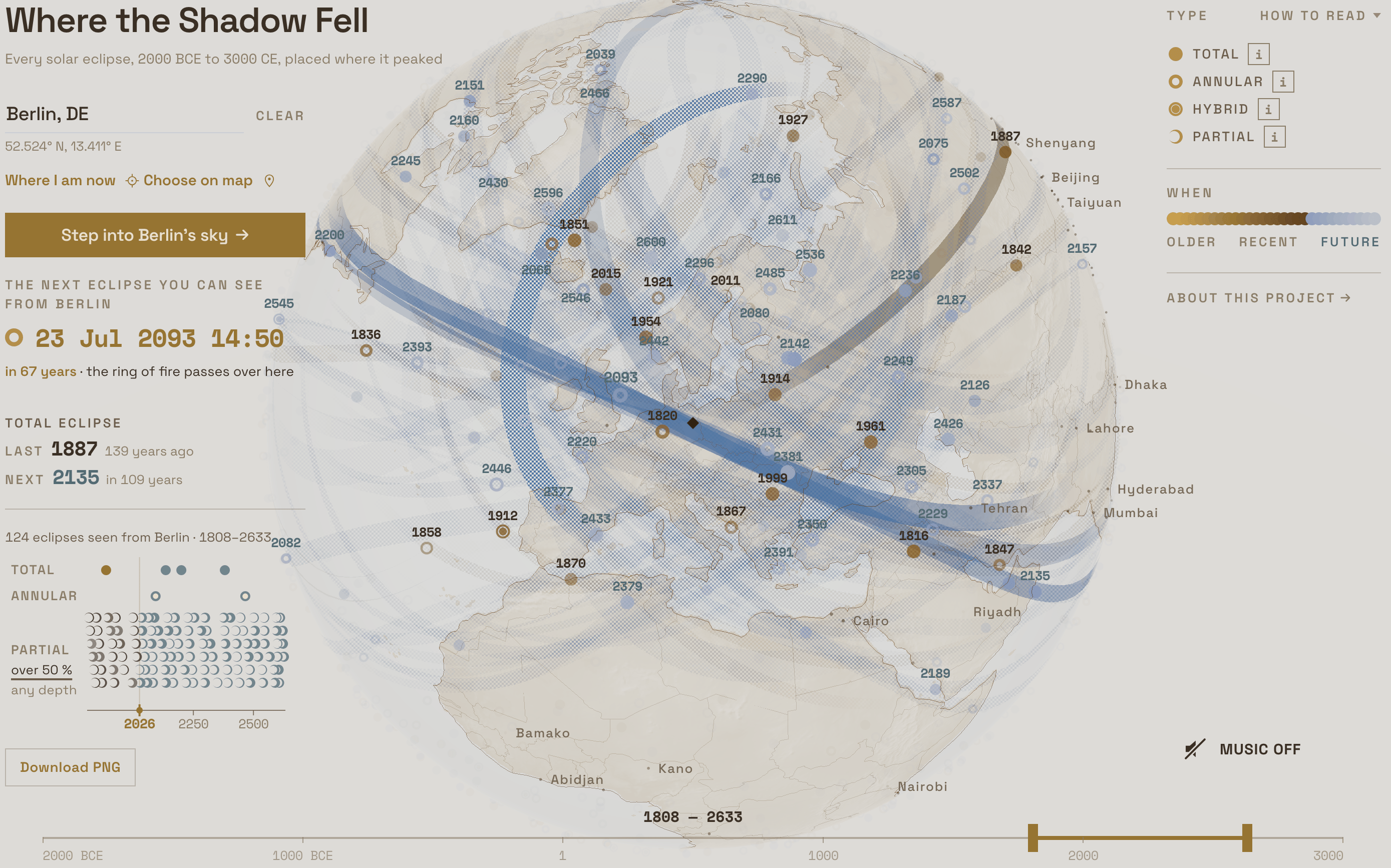 Alexander Bogachev: <a href="https://eclipses.bogachev.fr/"><strong>Where the Shadow Fell</strong></a>, August 5 <span class="badge">Find out your city's record of eclipses</span>