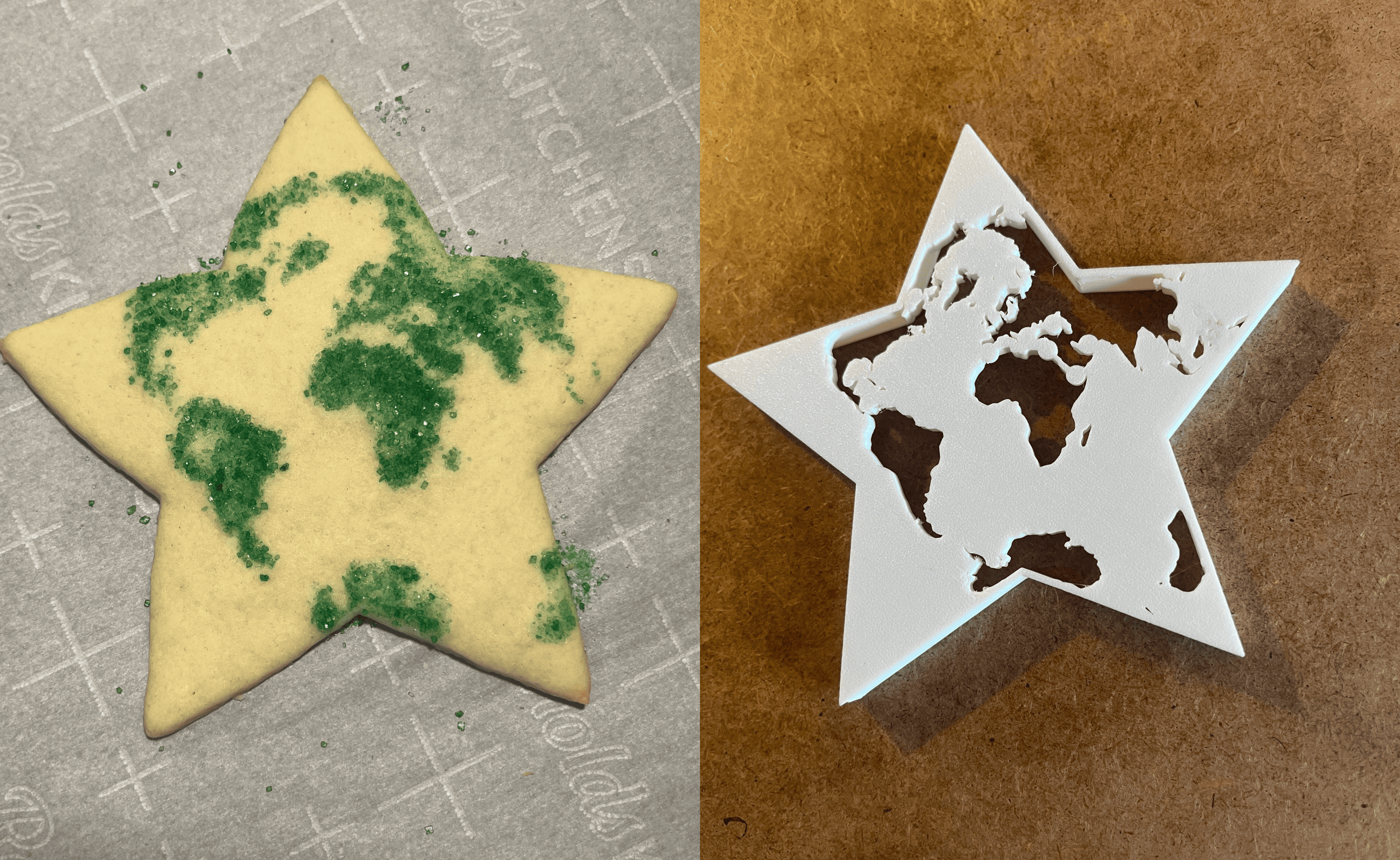 sensefromdata: "To celebrate the final day of the #30DayMapChallenge, I present 'The final map' – the star-shaped Berghaus projection in cookie form! If you have access to a printer, the STL is on Thingiverse [...]," December 1 (<strong><a href="https://bsky.app/profile/sensefromdata.bsky.social/post/3lc7jqcdsb22w">Bluesky</a></strong>)