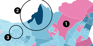Election results in pink & blue