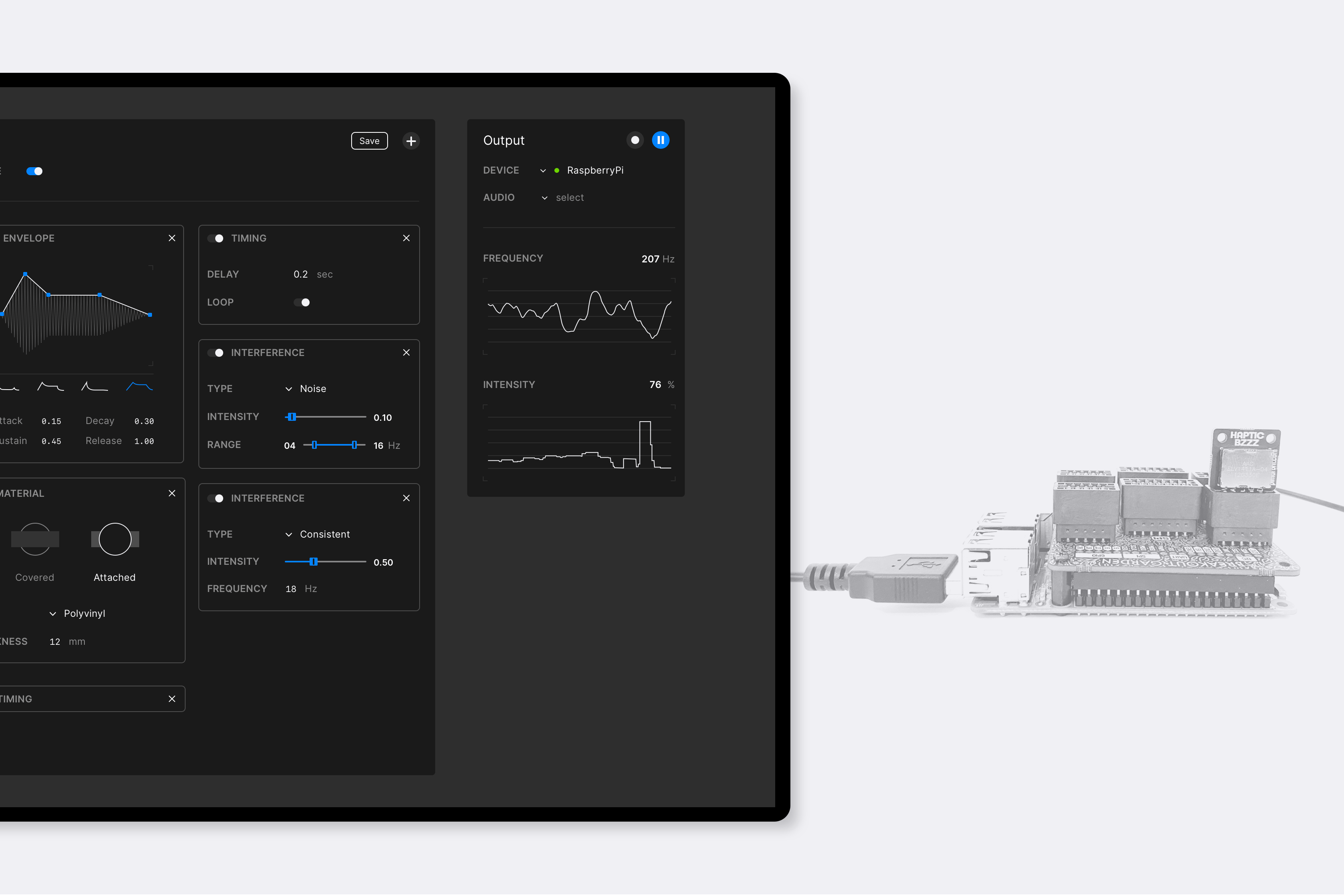My thesis project, The Haptic Fragment, is a system for creating and testing haptic feedback for interface systems with <strong>physical user interfaces</strong>, such as telerobotic systems.